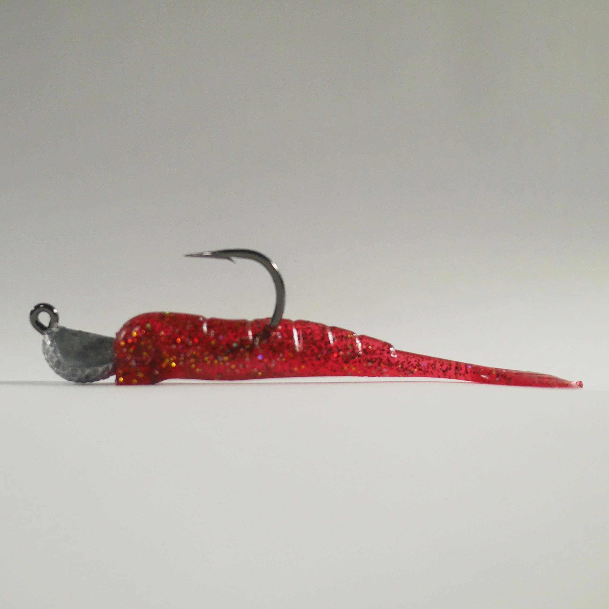 1/4 oz - 2/0 COBRA JIGHEAD (qty 5)   AATB / Esky 3" Soft Plastic Shrimp (qty 25) - CRANBERRY