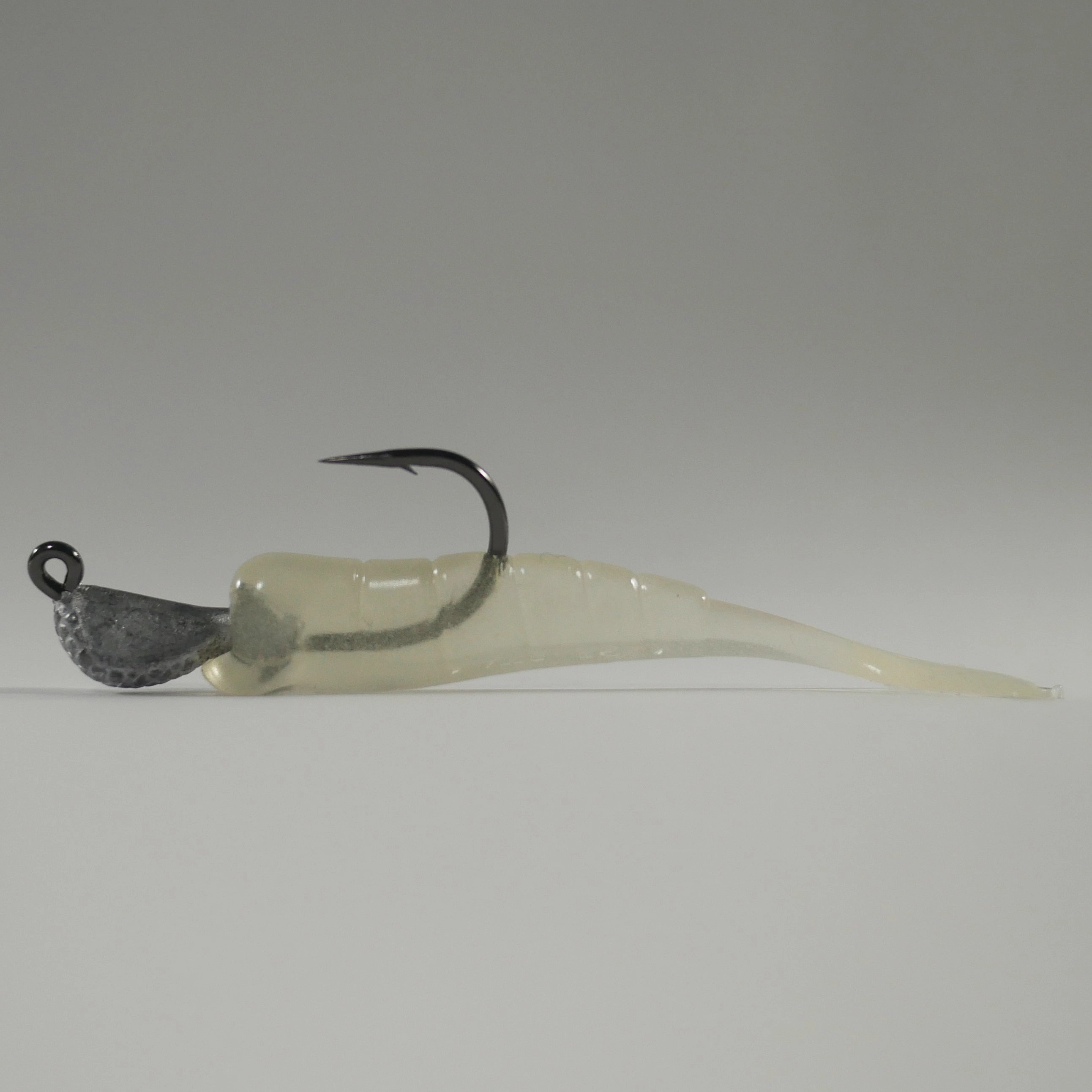 1/4 oz - 2/0 COBRA JIGHEAD (qty 5)   AATB / Esky 3" Soft Plastic Shrimp (qty 25) - GLOW