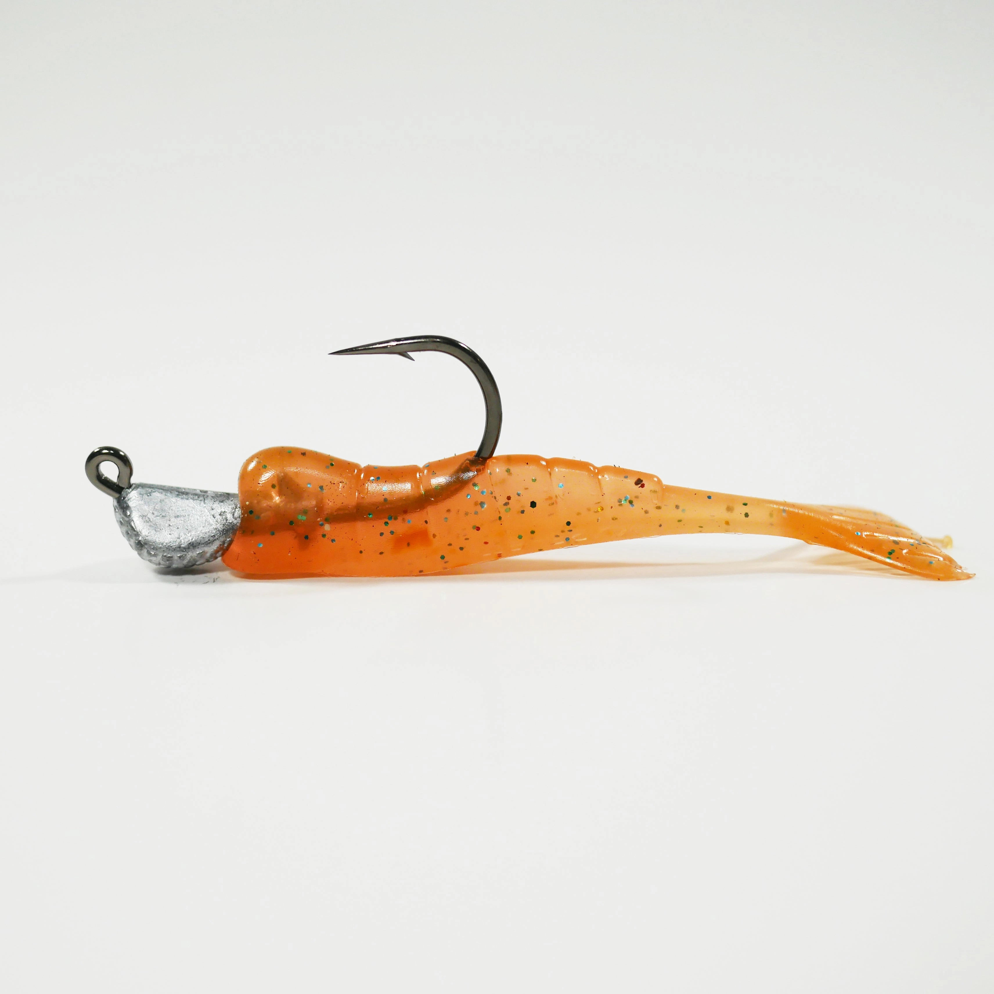 1/4 oz - 2/0 COBRA JIGHEAD (qty 5)   AATB / Esky 3" Soft Plastic Shrimp (qty 25) - PUMPKIN