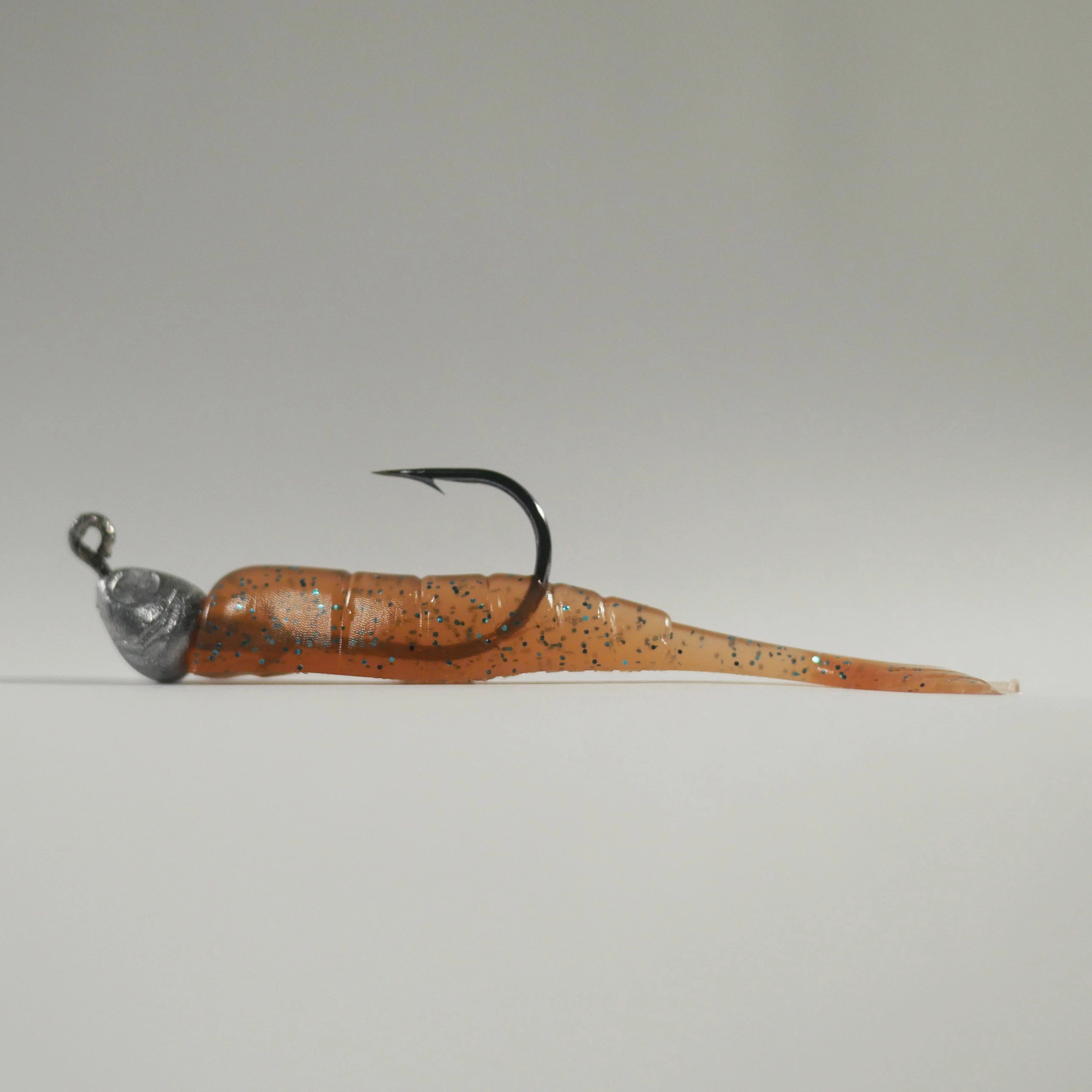 1/4 oz - 3/0 FISH HEAD JIGHEAD (qty 5)   AATB / Esky 3" Soft Plastic Shrimp (qty 25) - ORIGINAL