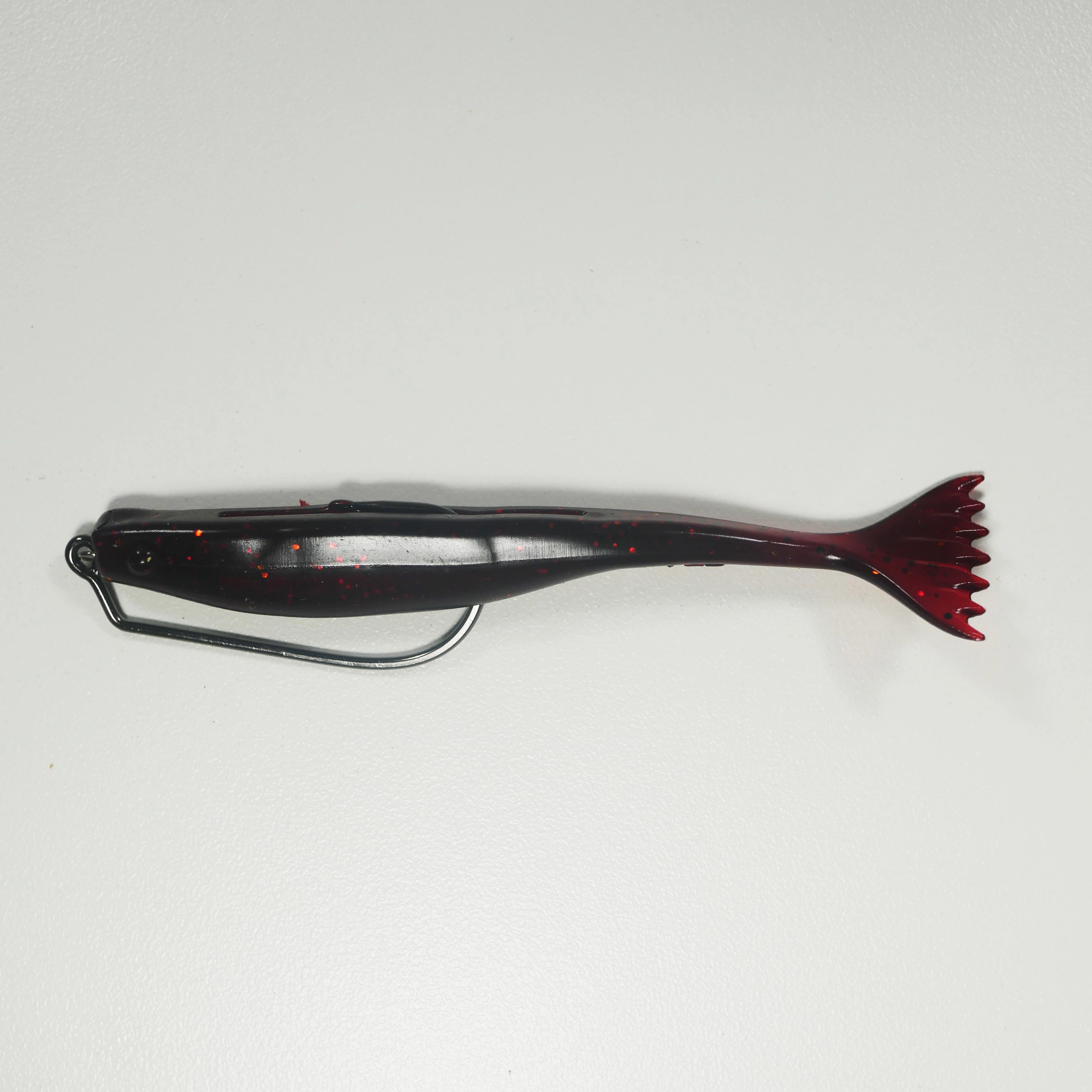 4/0 HEAVY DUTY RIGGING KIT (Qty 5) SHMINNOW (Shrimp/Minnow) 4" Soft Plastic Shrimp/Fluke (Qty 20) - CHERRY COKE