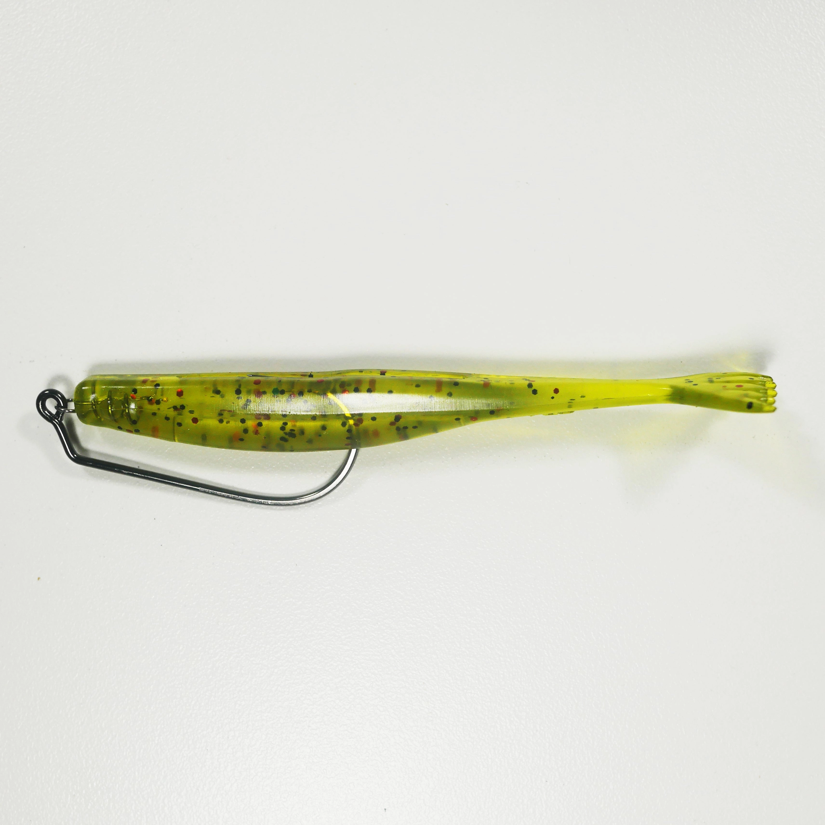 4/0 HEAVY DUTY RIGGING KIT (Qty 5) SHMINNOW (Shrimp/Minnow) 4" Soft Plastic Shrimp/Fluke (Qty 20) - WATERMELON