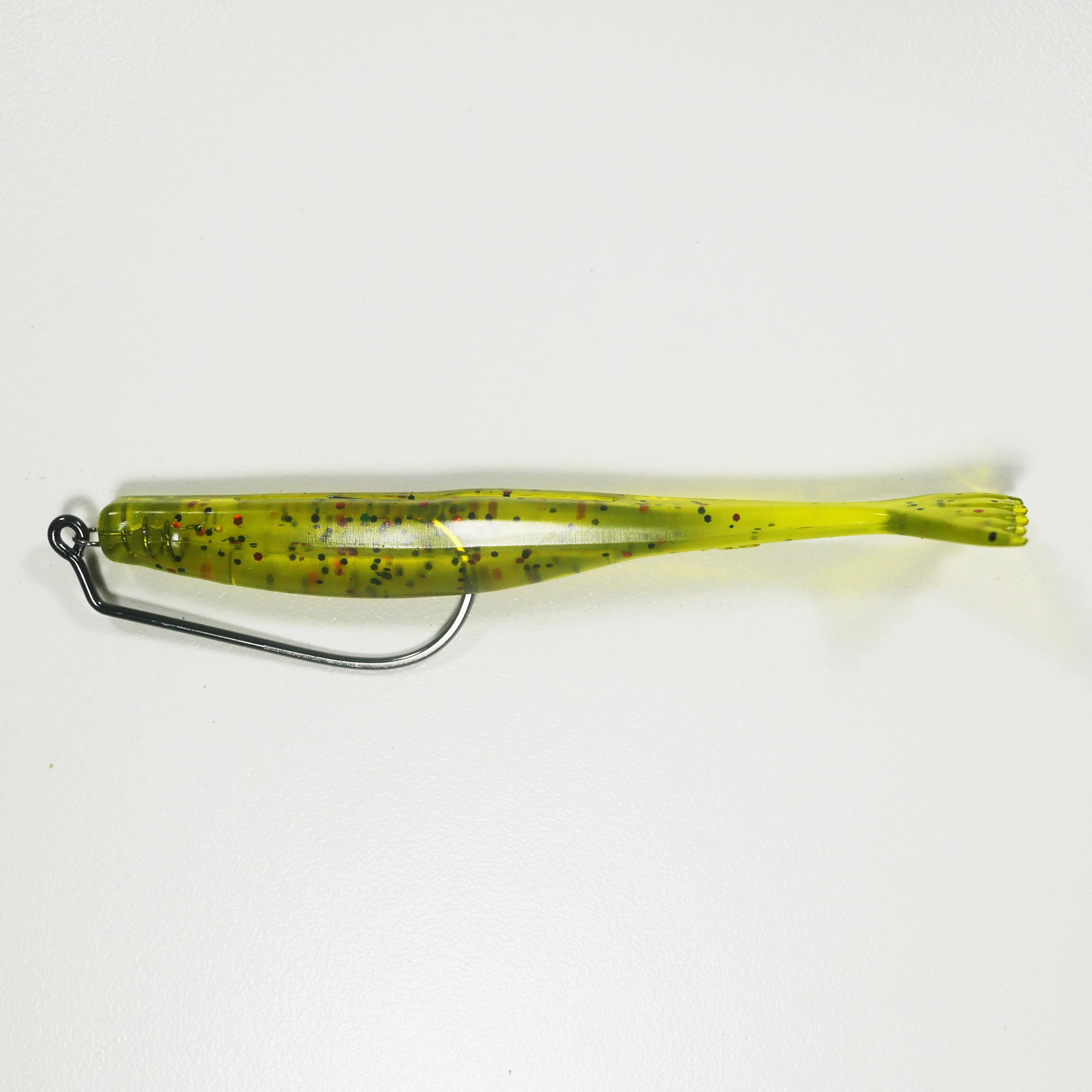 4/0 HEAVY DUTY RIGGING KIT (Qty 5) SHMINNOW (Shrimp/Minnow) 4" Soft Plastic Shrimp/Fluke (Qty 20) - WATERMELON