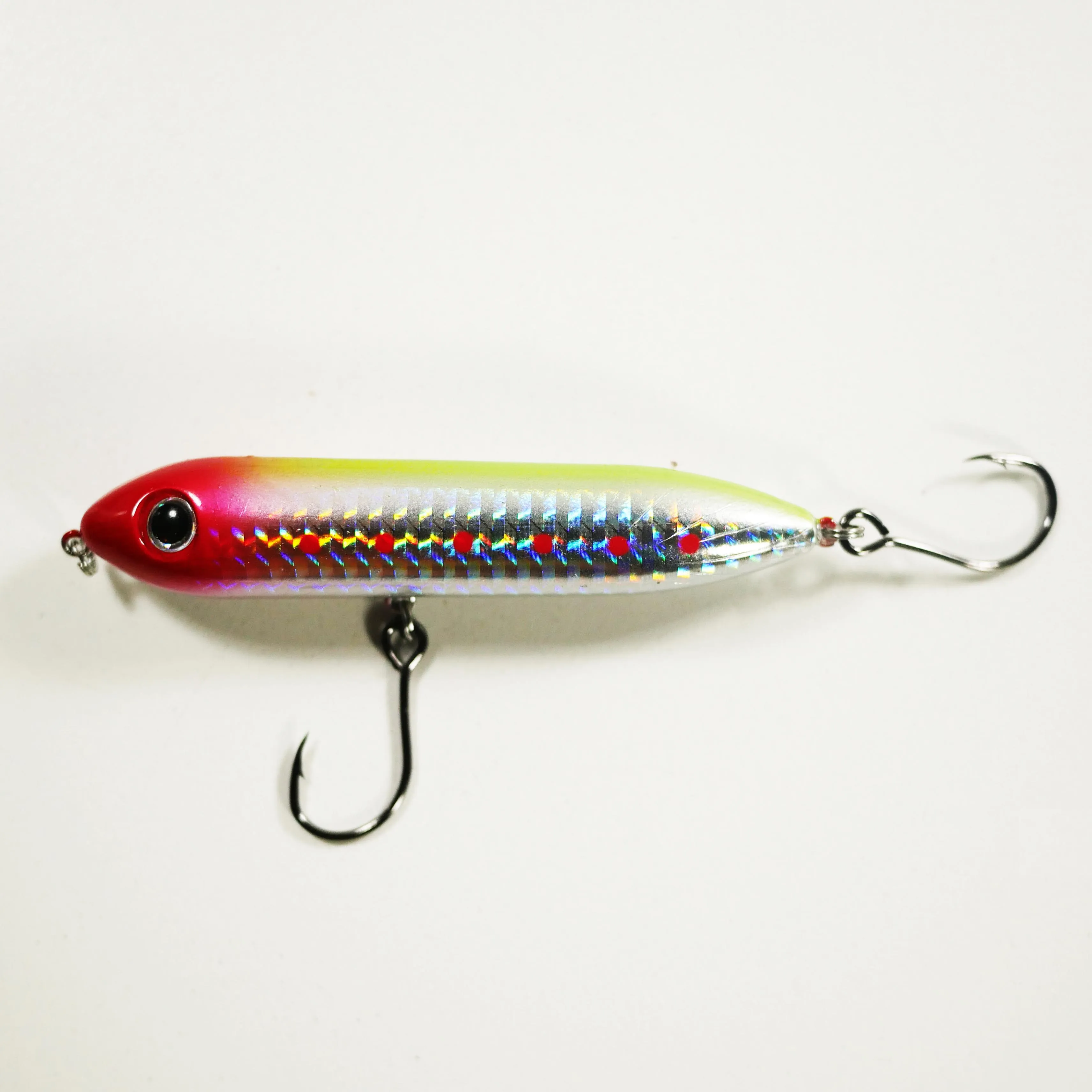 4" CHARTREUSE/RED - Top Water Bait - Free Inline Single Hooks - Free Shipping - As low as $4 each.