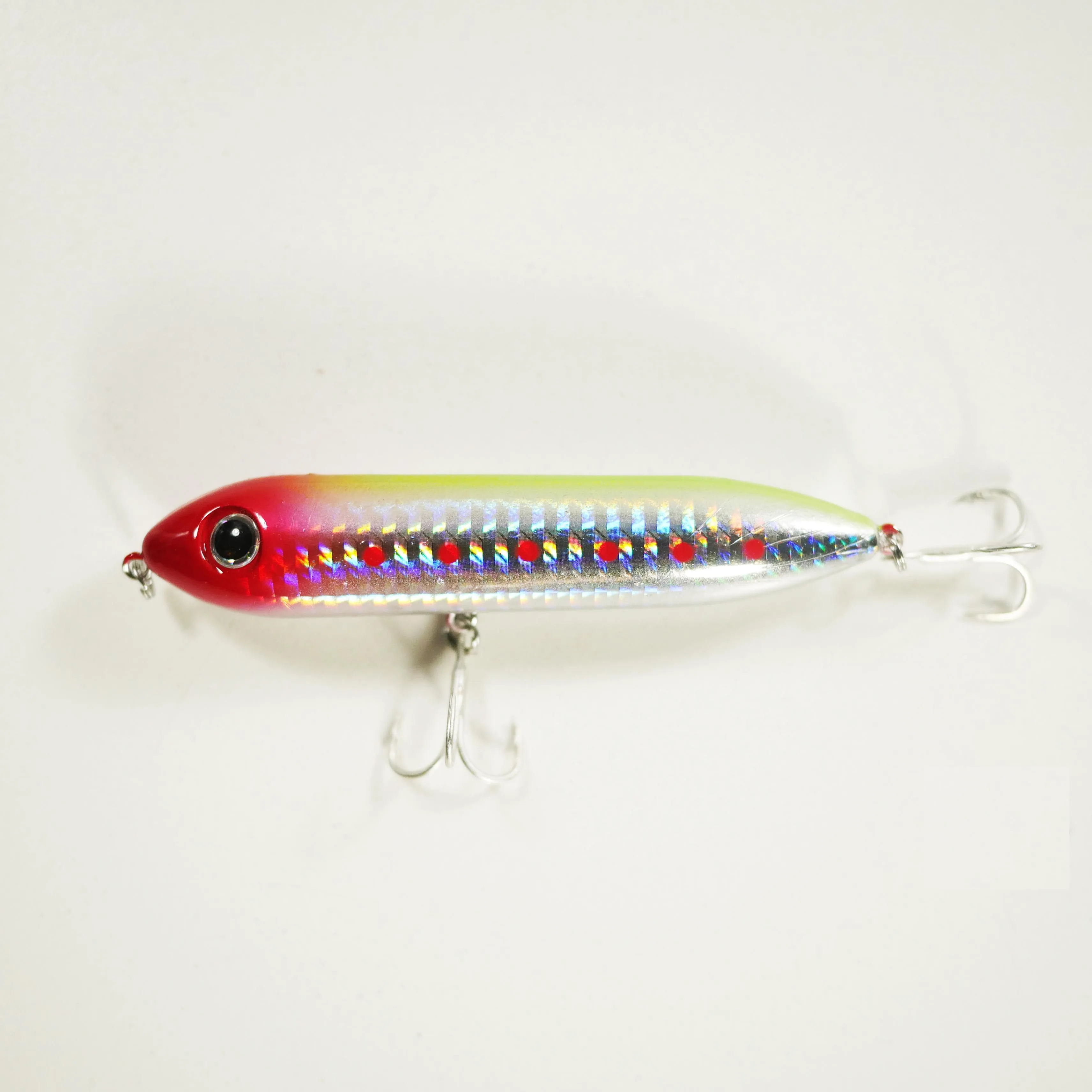 4" CHARTREUSE/RED - Top Water Bait - Free Inline Single Hooks - Free Shipping - As low as $4 each.