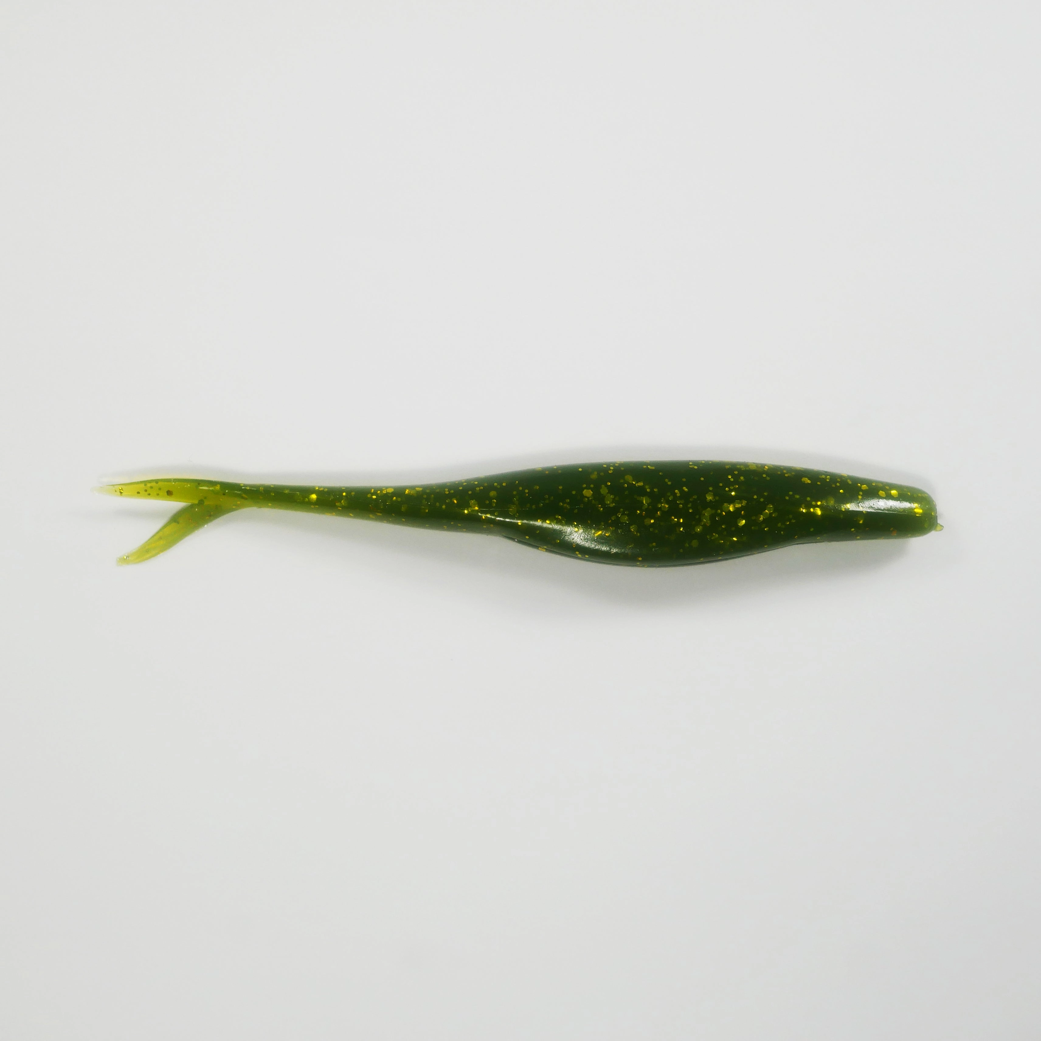 5" Fluke Soft Plastic - GREEN w/ GOLD FLAKE- 20 pack - FREE SHIPPING