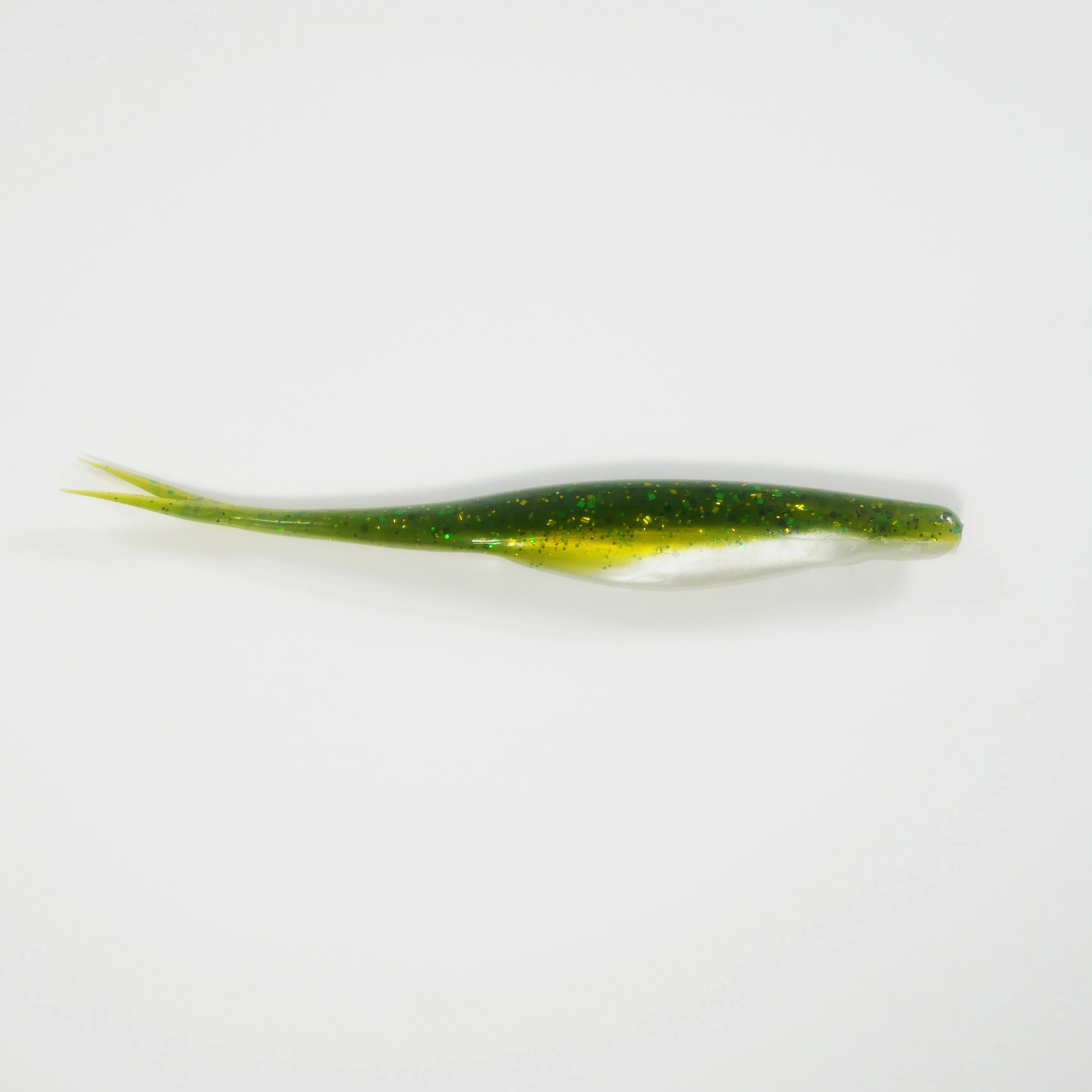5" Fluke Soft Plastic - PEARL w/ GREEN FLAKE- 20 pack - FREE SHIPPING