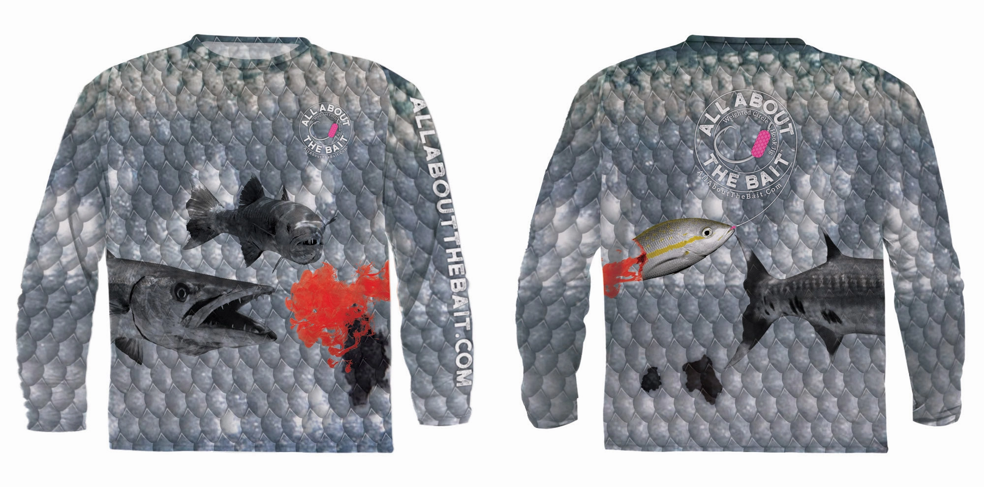 (  FREE CUDA MASK) - BLOODY YELLOWTAIL CUDA - COOLMAX - 100% Micro Fiber Polyester Performance Long Sleeve Shirt