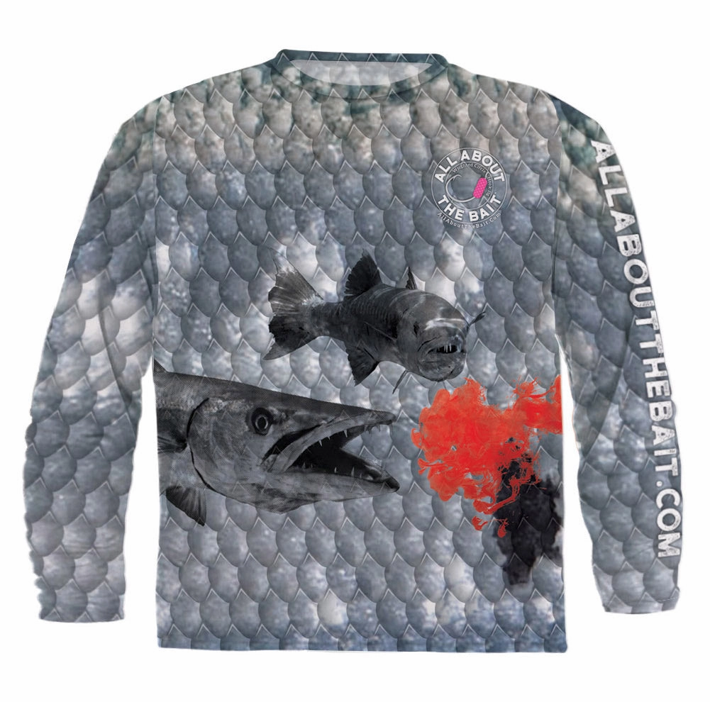 (  FREE CUDA MASK) - BLOODY YELLOWTAIL CUDA - COOLMAX - 100% Micro Fiber Polyester Performance Long Sleeve Shirt