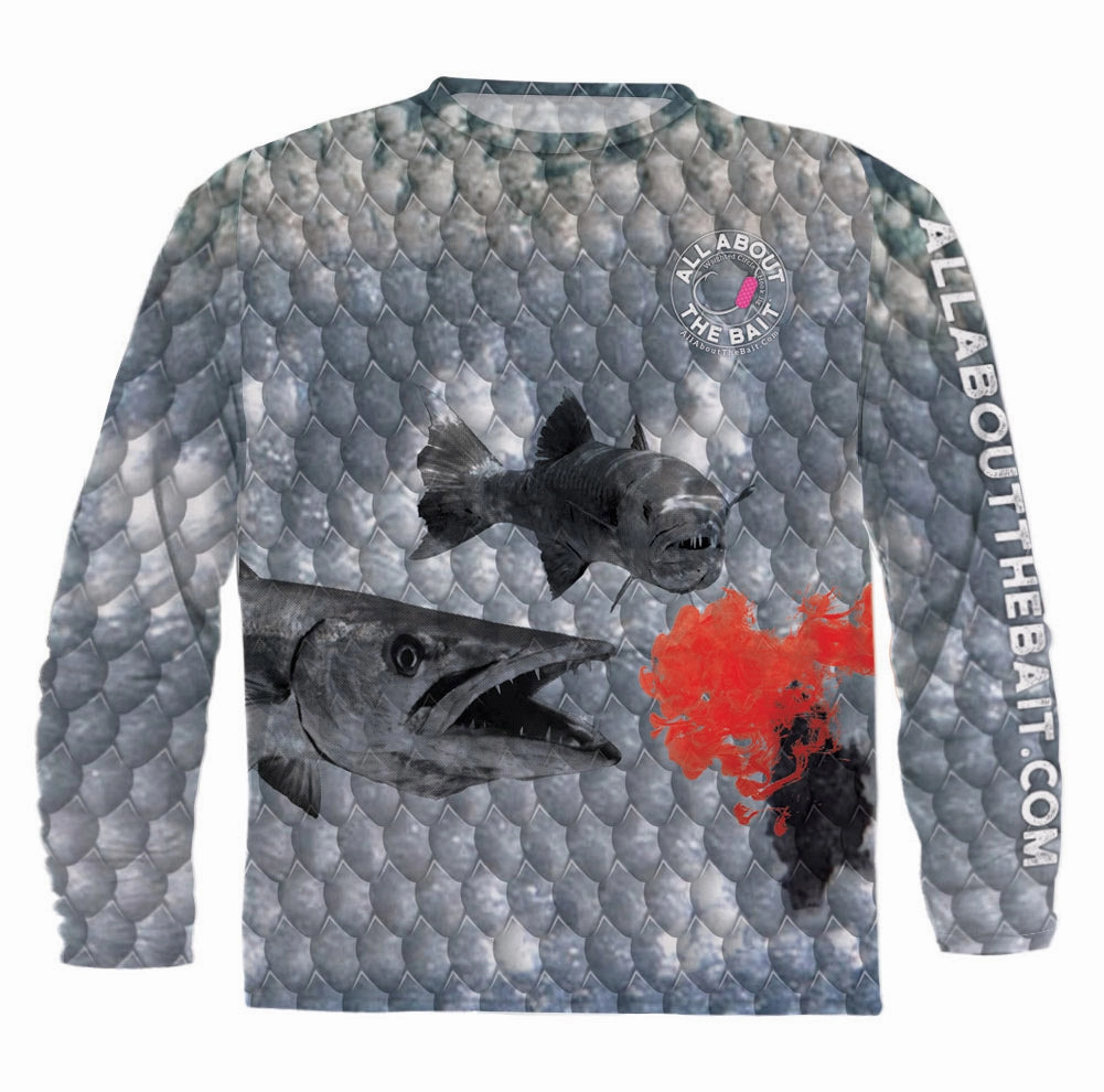 (  FREE CUDA MASK) - BLOODY YELLOWTAIL CUDA - COOLMAX - 100% Micro Fiber Polyester Performance Long Sleeve Shirt