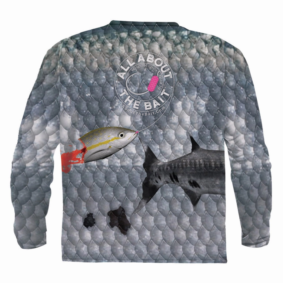 (  FREE CUDA MASK) - BLOODY YELLOWTAIL CUDA - COOLMAX - 100% Micro Fiber Polyester Performance Long Sleeve Shirt