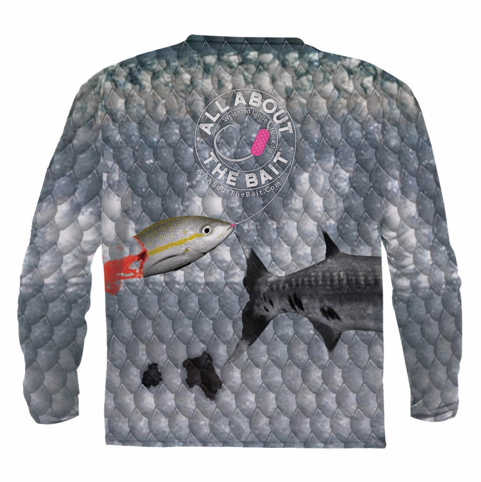 (  FREE CUDA MASK) - BLOODY YELLOWTAIL CUDA - COOLMAX - 100% Micro Fiber Polyester Performance Long Sleeve Shirt