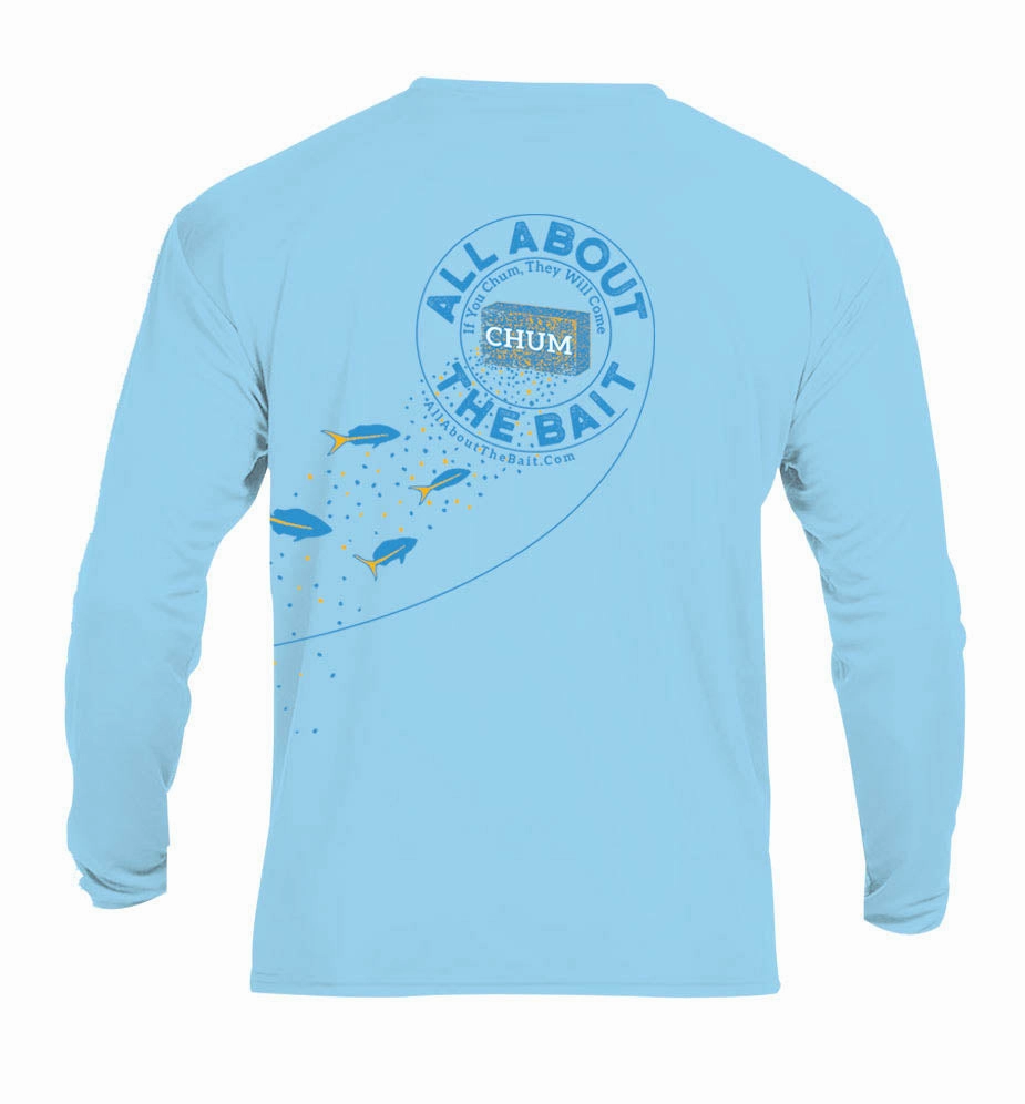 (  FREE MASK) CHUM WITH YELLOWTAIL SNAPPER - Light Blue - COOLMAX - 100% Micro Fiber Polyester Performance Long Sleeve Shirt (FREE SHIPPING)