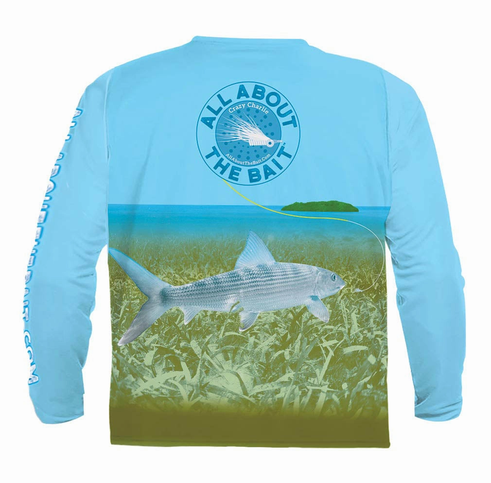 (  FREE MASK) FLATS PERMIT AND BONEFISH - COOLMAX - 100% Micro Fiber Polyester Performance Long Sleeve Shirt (FREE SHIPPING)