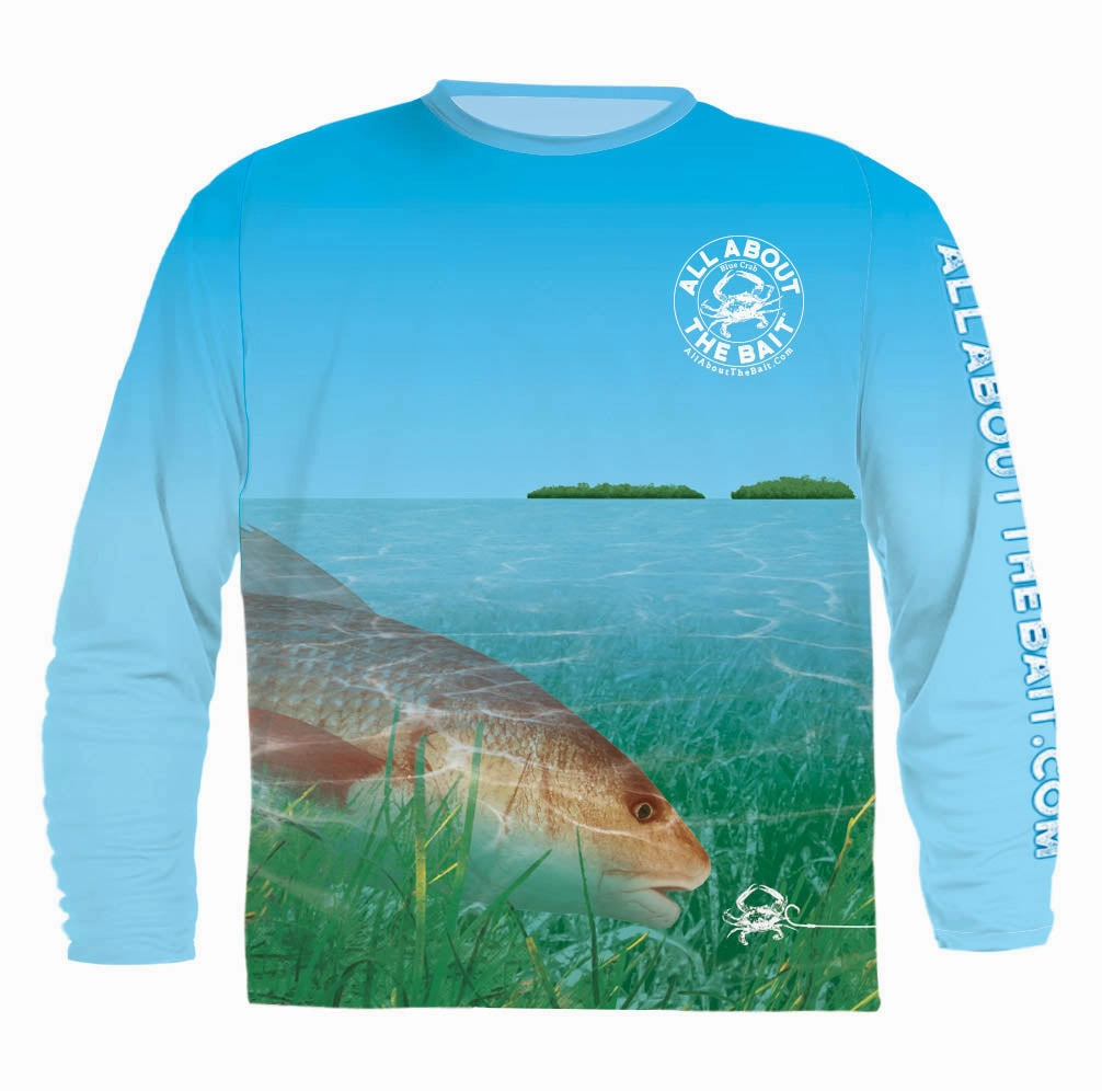 (  FREE REDFISH FACE MASK) - REDFISH - COOLMAX - 100% Micro Fiber Polyester Performance Long Sleeve Shirt (FREE SHIPPING)