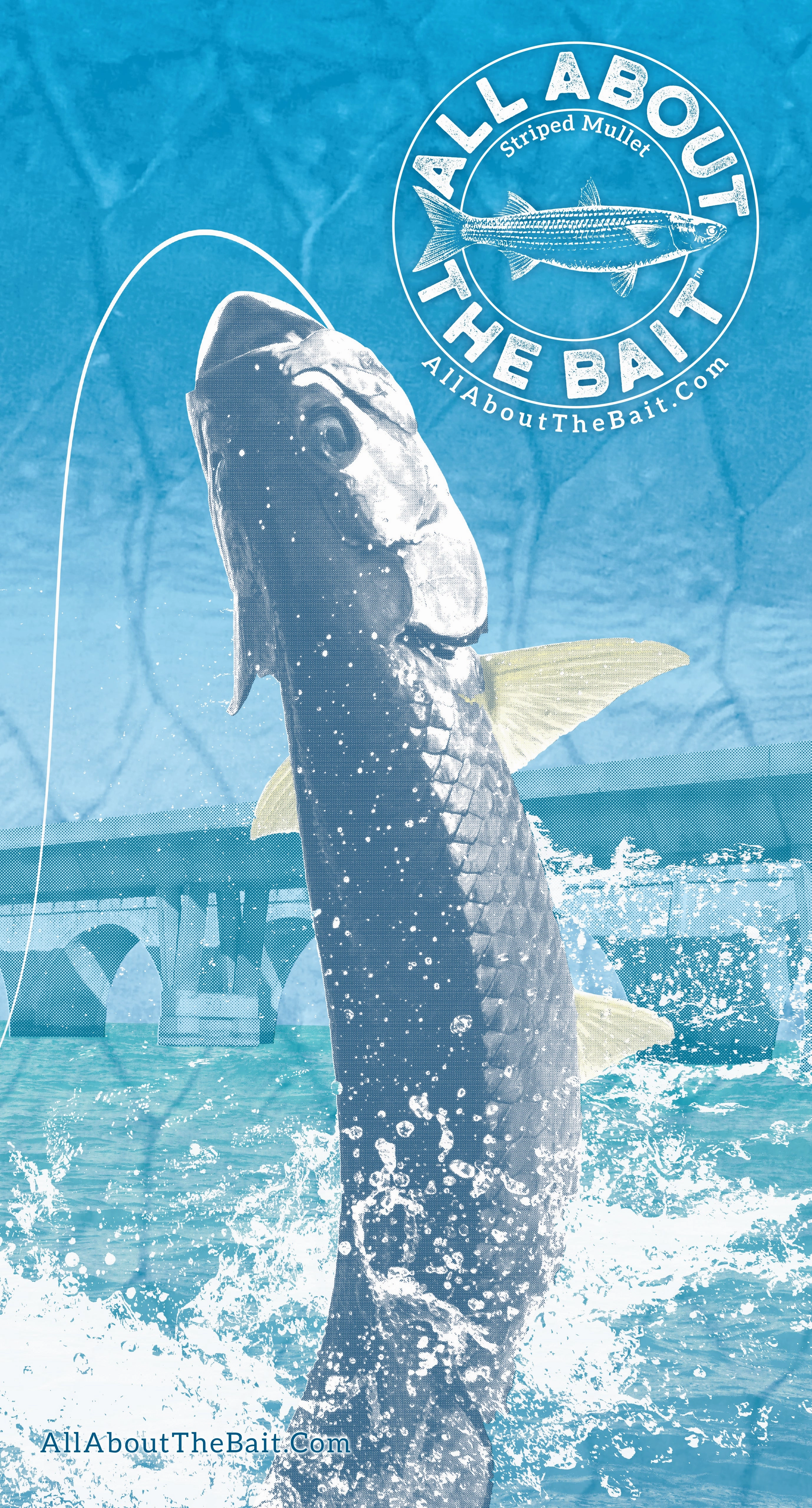 (  FREE TARPON OR MULLET FACE MASK) - FLORIDA BRIDGE TARPON ft. MULLET - COOLMAX - 100% Micro Fiber Polyester Performance Long Sleeve Shirt