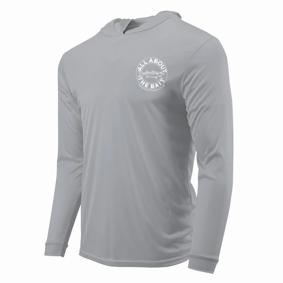 (FREE MASK) MULLET CAST NET HOODED - MID GRAY - 50  UPF - Long Sleeve Performance Shirt - 100% Polyester - FREE DELIVERY