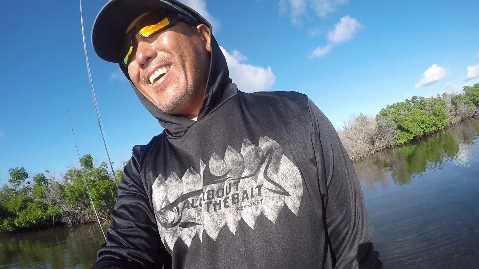 (FREE MASK) TARPON SCALES HOODED - Black - 50  UPF - Long Sleeve Performance Shirt - 100% Polyester - FREE DELIVERY