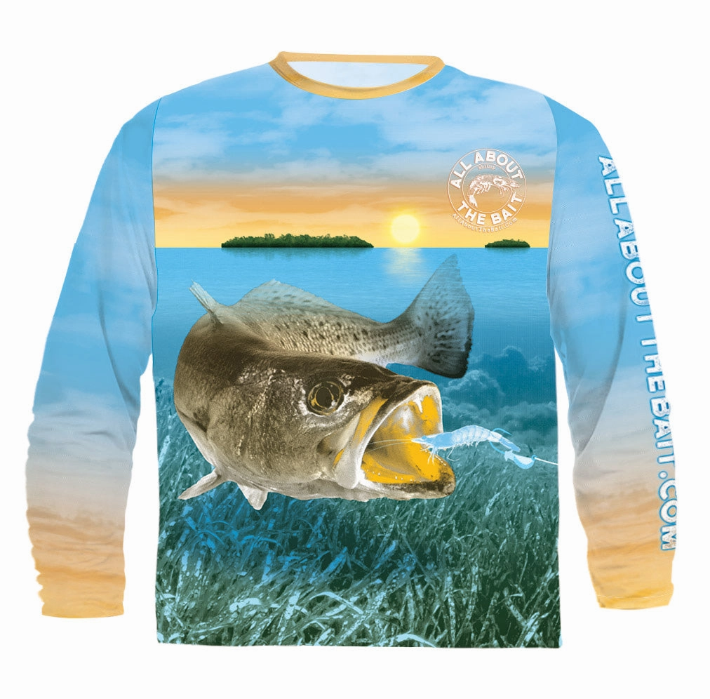 ( FREE TROUT/SHRIMP FACE MASK) SPECKLED TROUT - COOLMAX - 100% Micro Fiber Polyester Performance Long Sleeve Shirt (FREE SHIPPING)