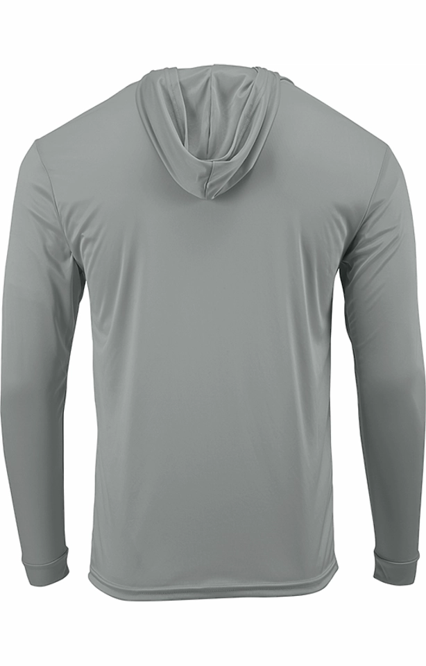 (NO LOGO) PLAIN HOODED - MID GRAY - 50  UPF - Long Sleeve Performance Shirt - 100% Polyester - FREE DELIVERY