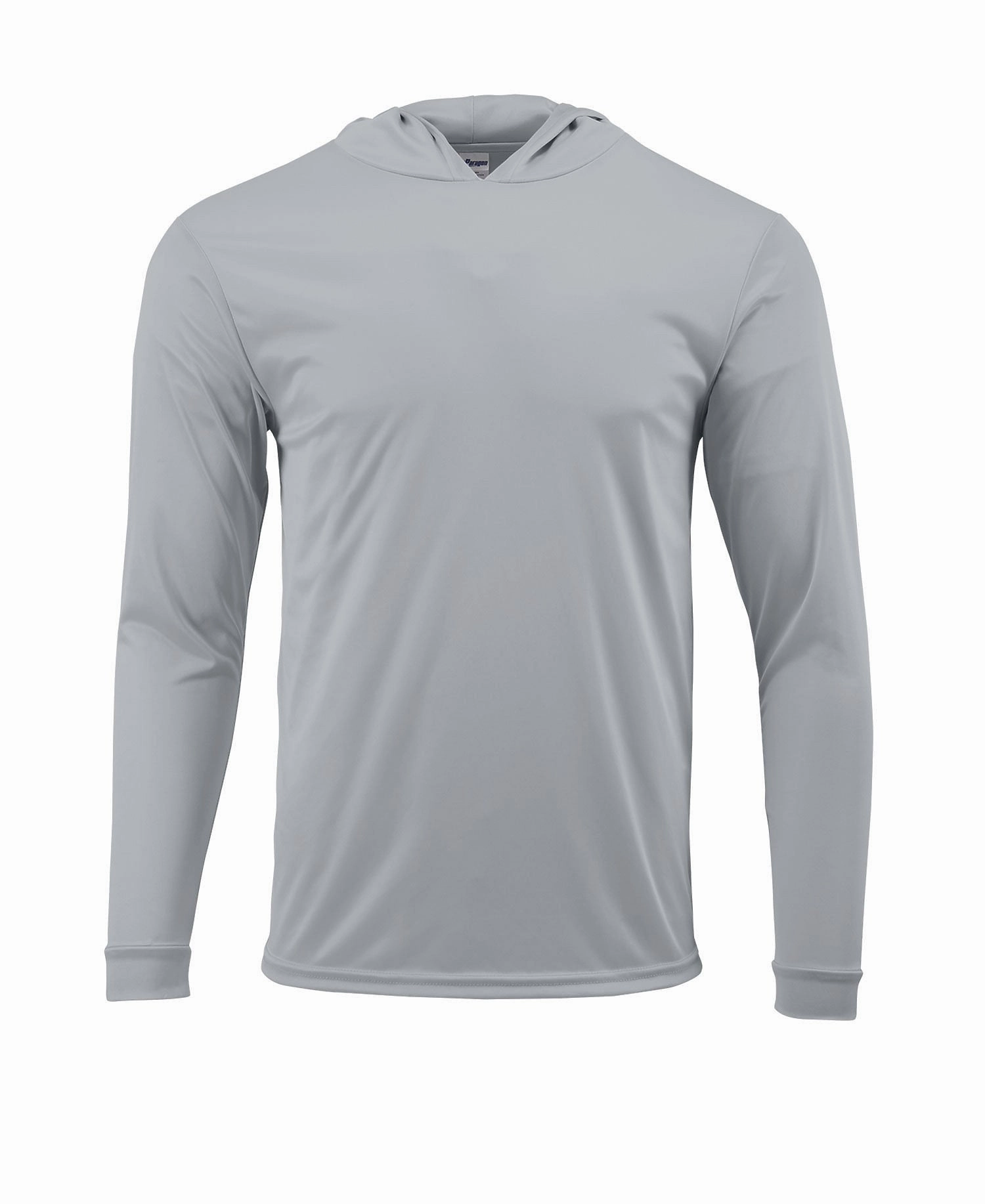(NO LOGO) PLAIN HOODED - MID GRAY - 50  UPF - Long Sleeve Performance Shirt - 100% Polyester - FREE DELIVERY