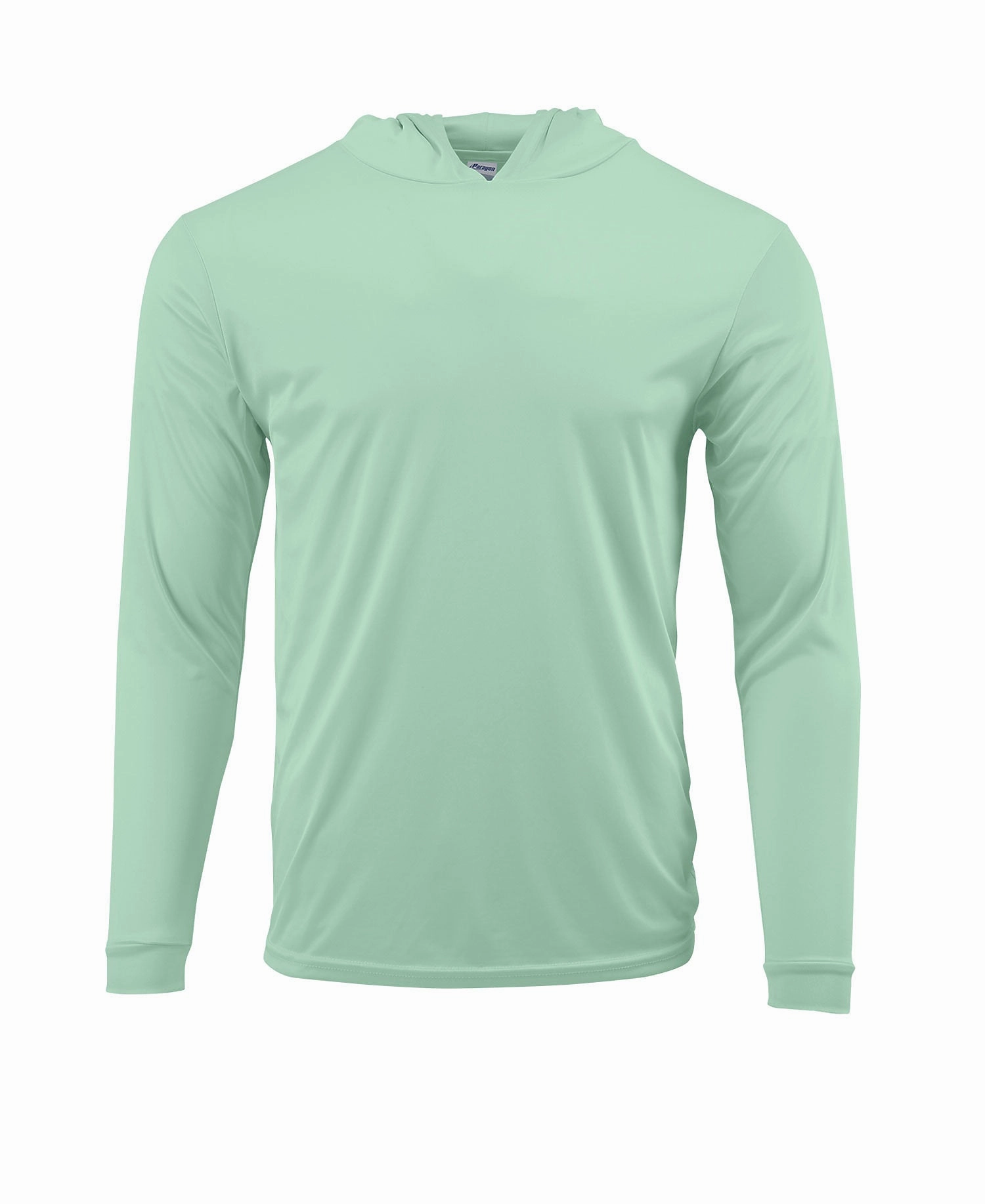 (NO LOGO) PLAIN HOODED - MINT GREEN - 50  UPF - Long Sleeve Performance Shirt - 100% Polyester - FREE DELIVERY