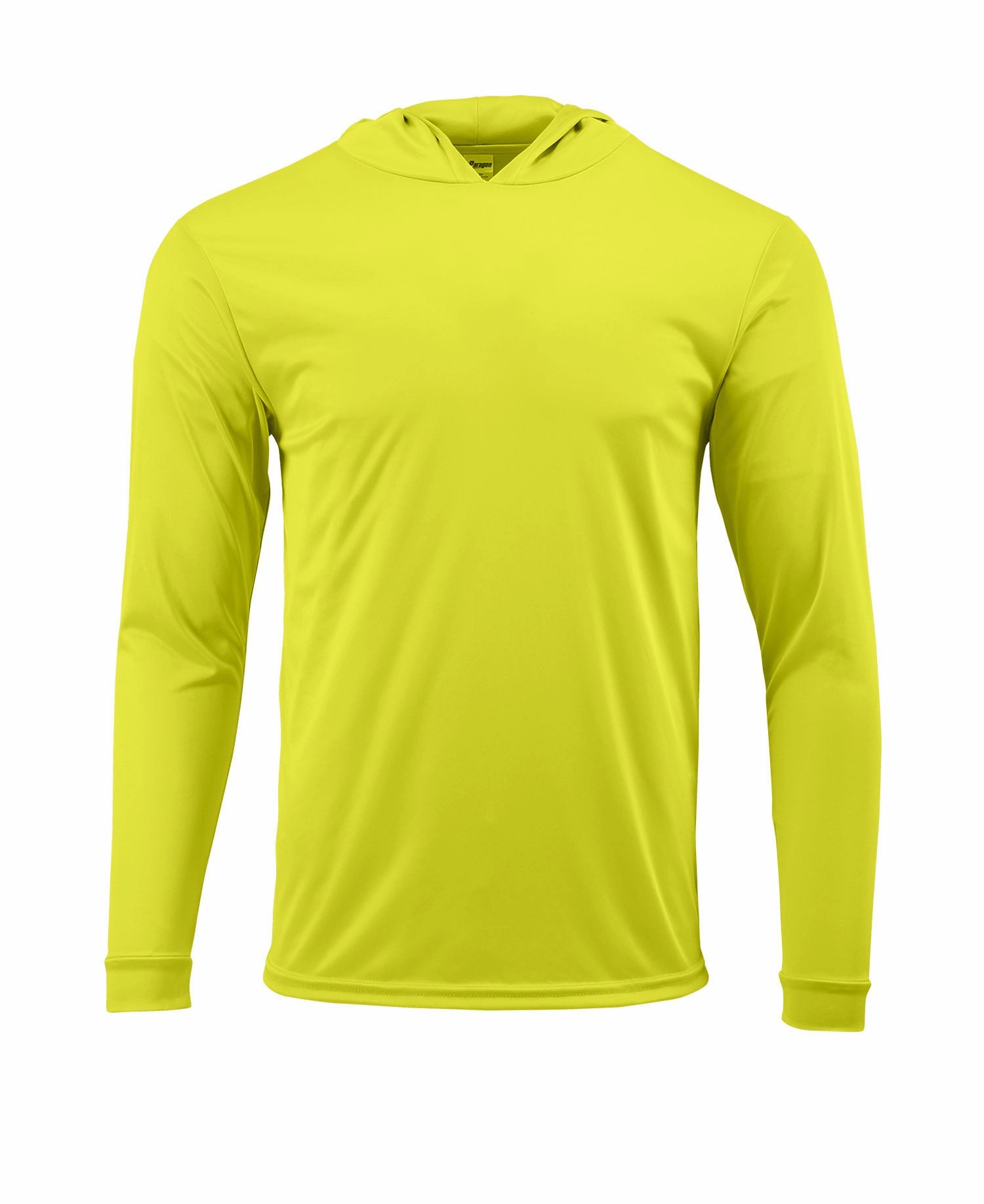 (NO LOGO) PLAIN HOODED - SAFETY GREEN - 50  UPF - Long Sleeve Performance Shirt - 100% Polyester - FREE DELIVERY