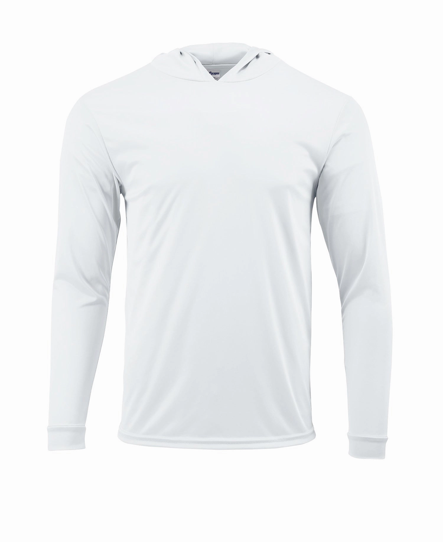 (NO LOGO) PLAIN HOODED - WHITE - 50  UPF - Long Sleeve Performance Shirt - 100% Polyester - FREE DELIVERY