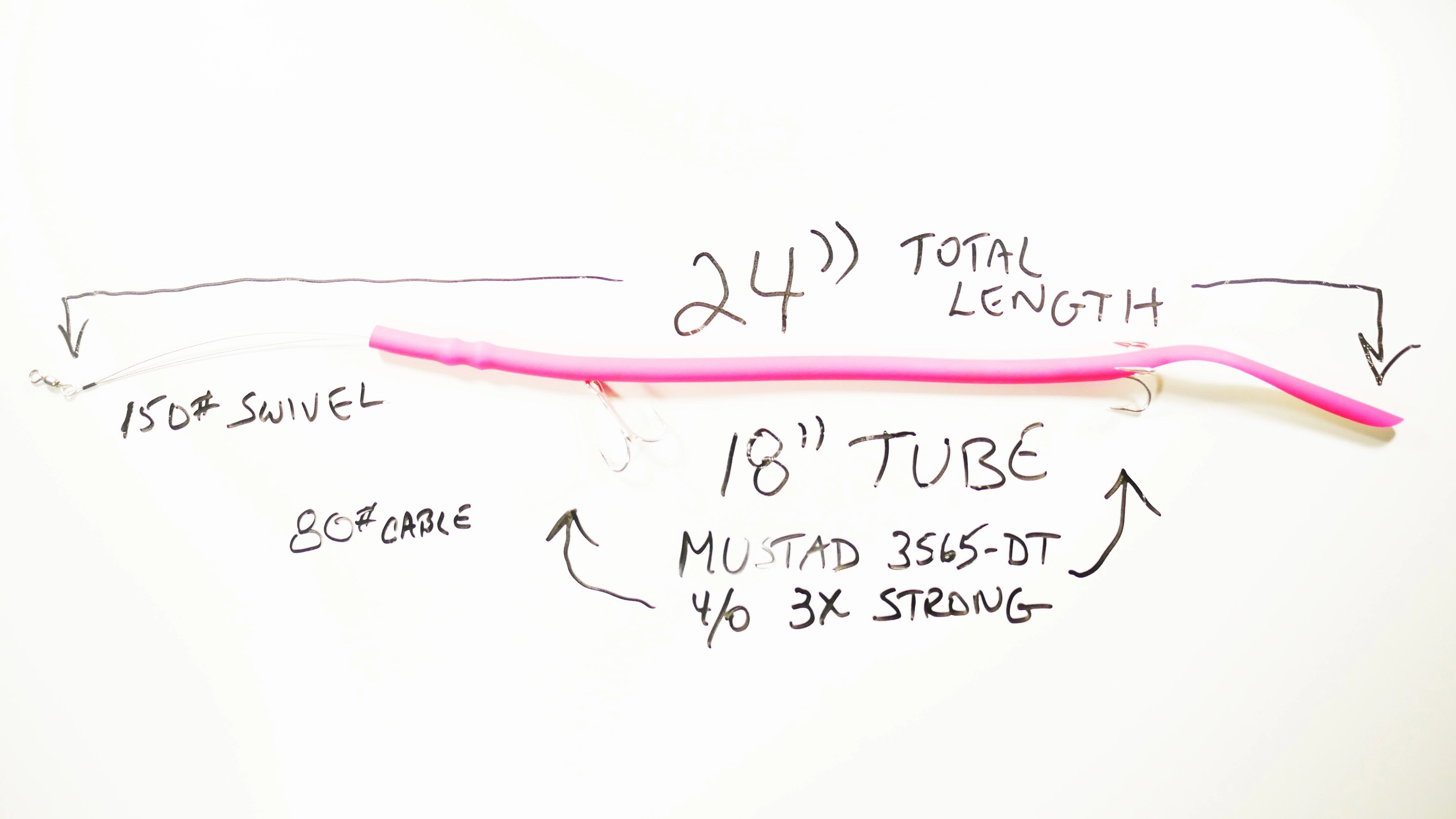 "BIG DADDY" PINK CLASSIC CUDA TUBES (DOUBLE) TREBLE HOOK - 2 or 5 Pack