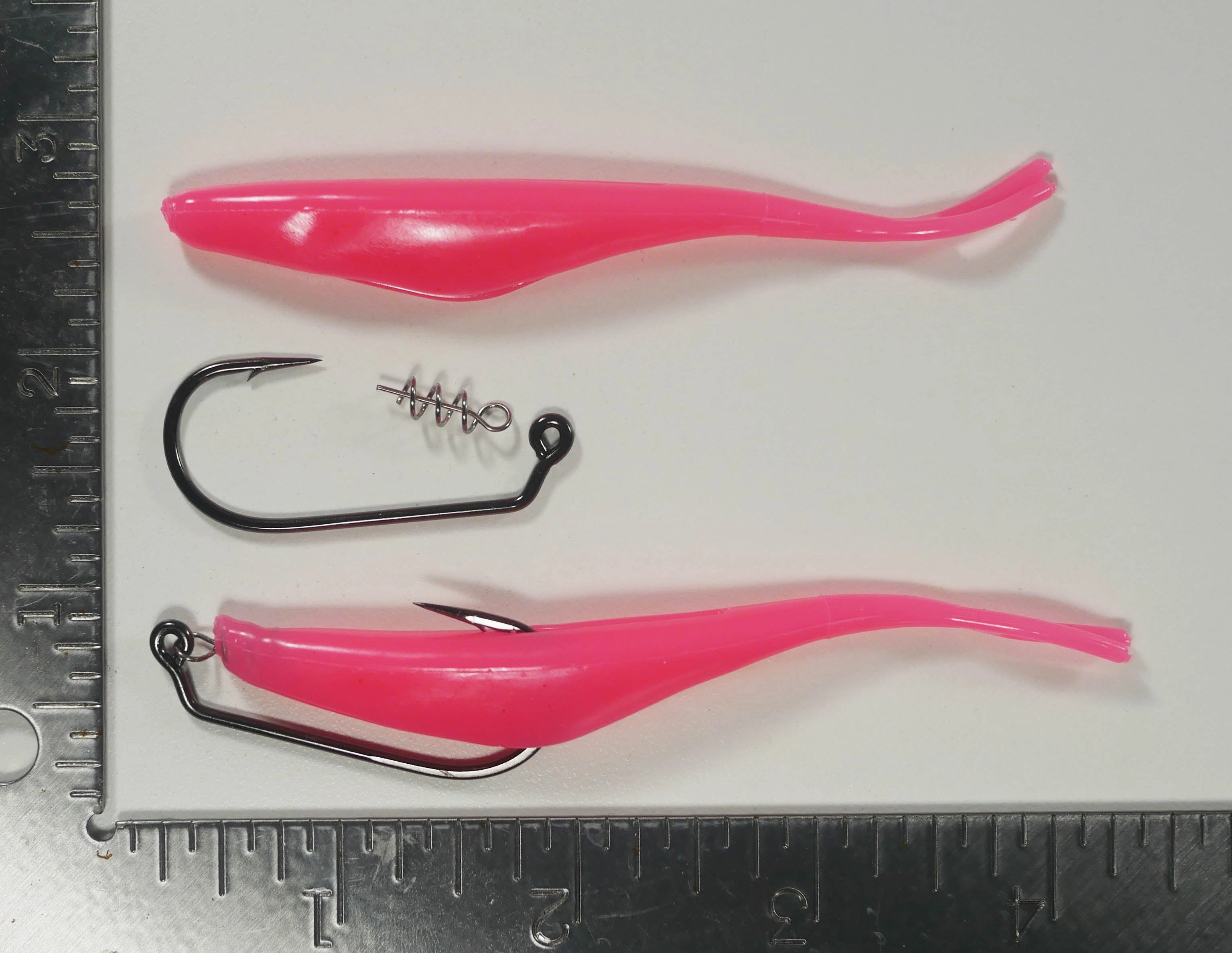 (RIGGING KIT) 4" Fluke Soft Plastic - PINK - 4 Rigs 20 pack - FREE SHIPPING