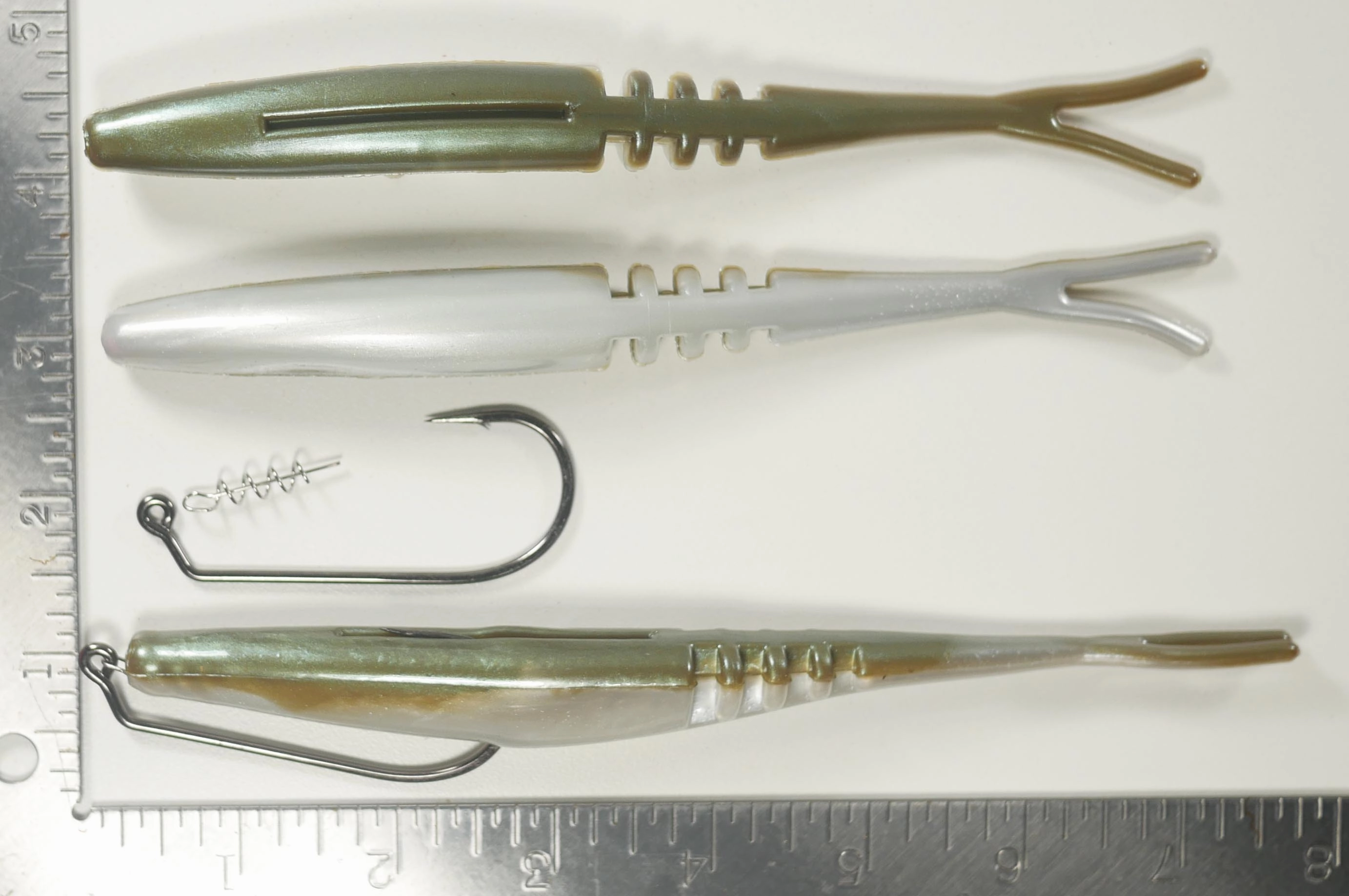 (RIGGING KIT) 7" Fluke Soft Plastic - GREENBACK PILCHARD  - (2 OR 5) Rigs (5 OR 10) Pack - FREE SHIPPING