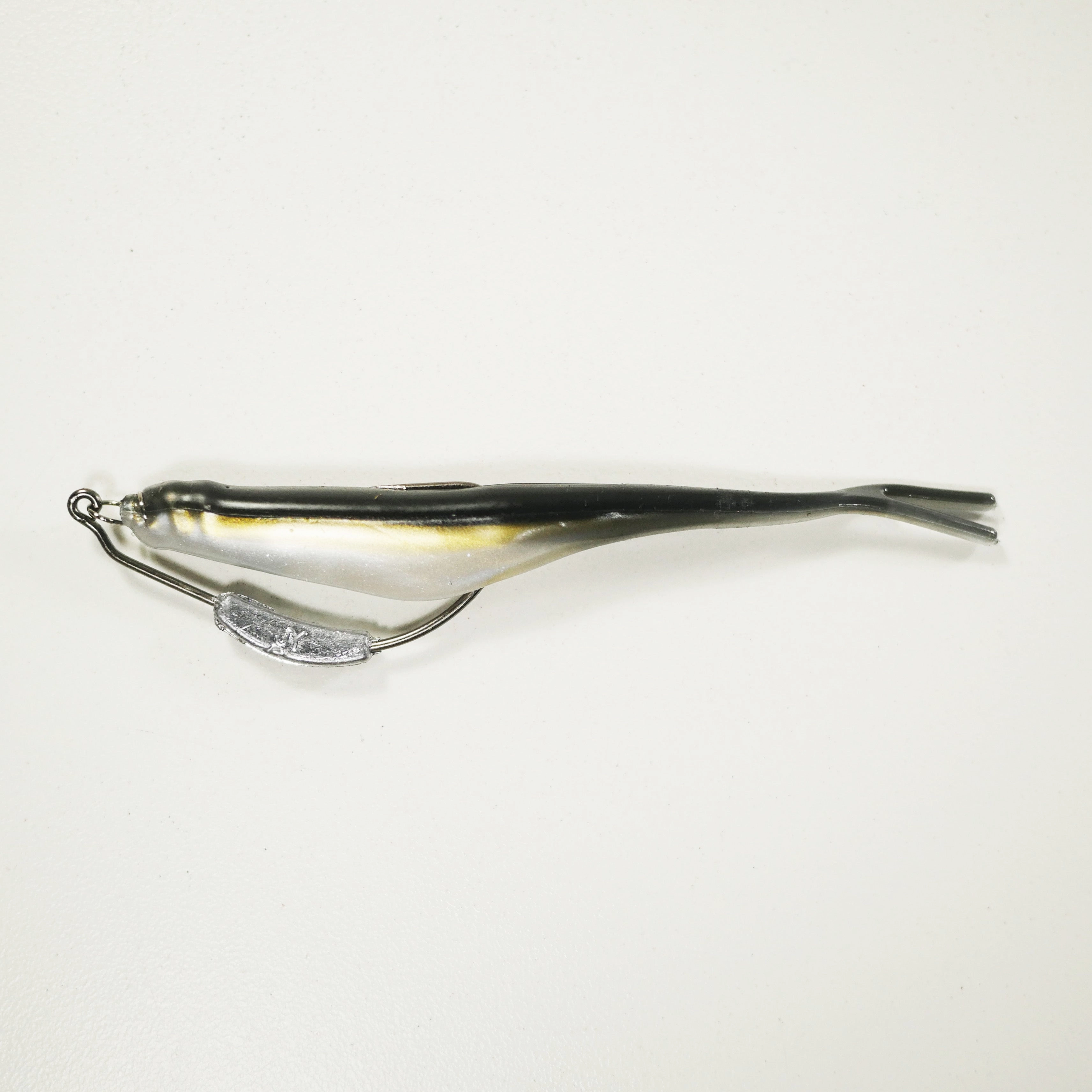 (Weighted Hook) 4" Fluke Soft Plastic - BLACK BACK & PEARL SHAD - 5 Rigs 20 pack - FREE SHIPPING