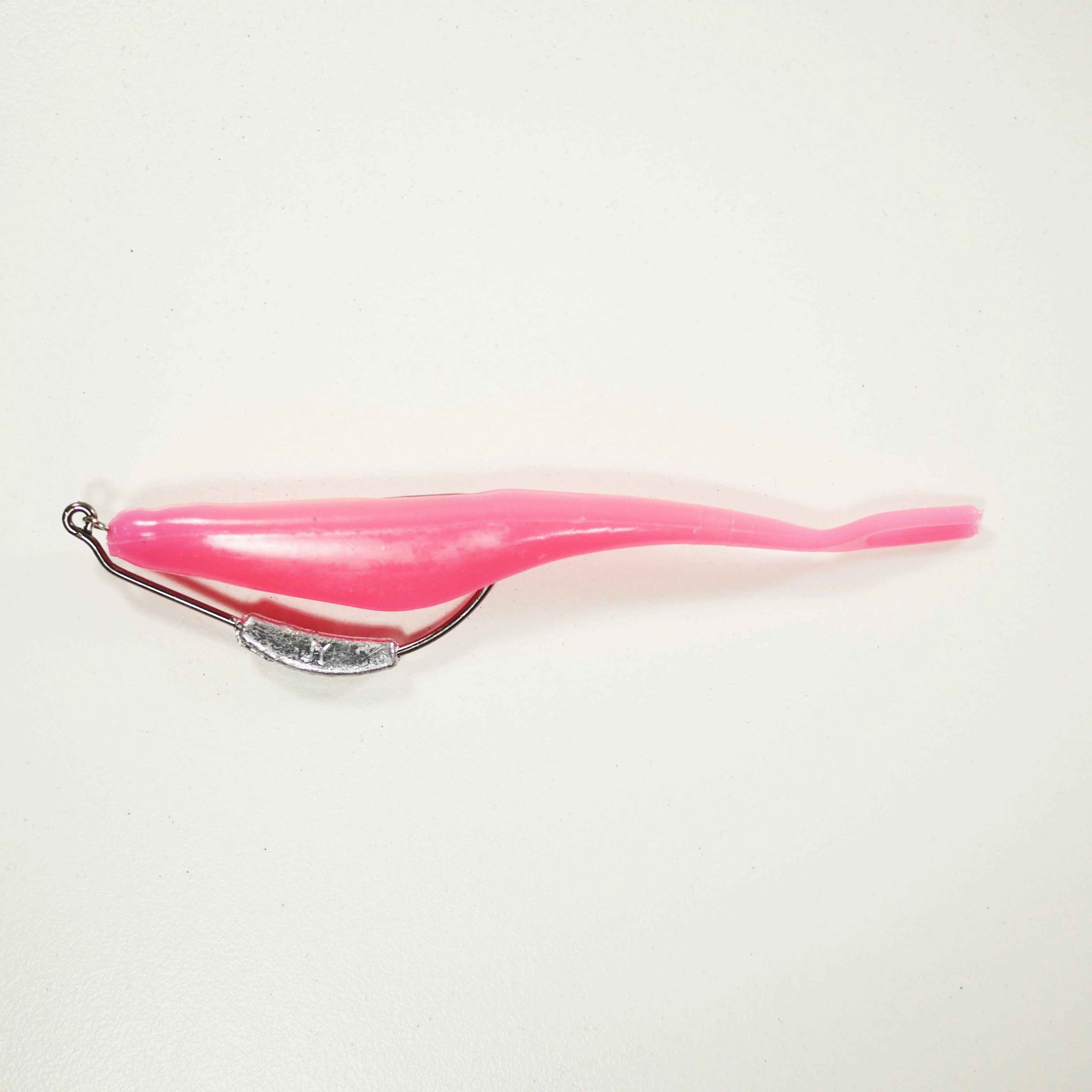 (Weighted Hook) 4" Fluke Soft Plastic - PINK - 5 Rigs 20 pack - FREE SHIPPING