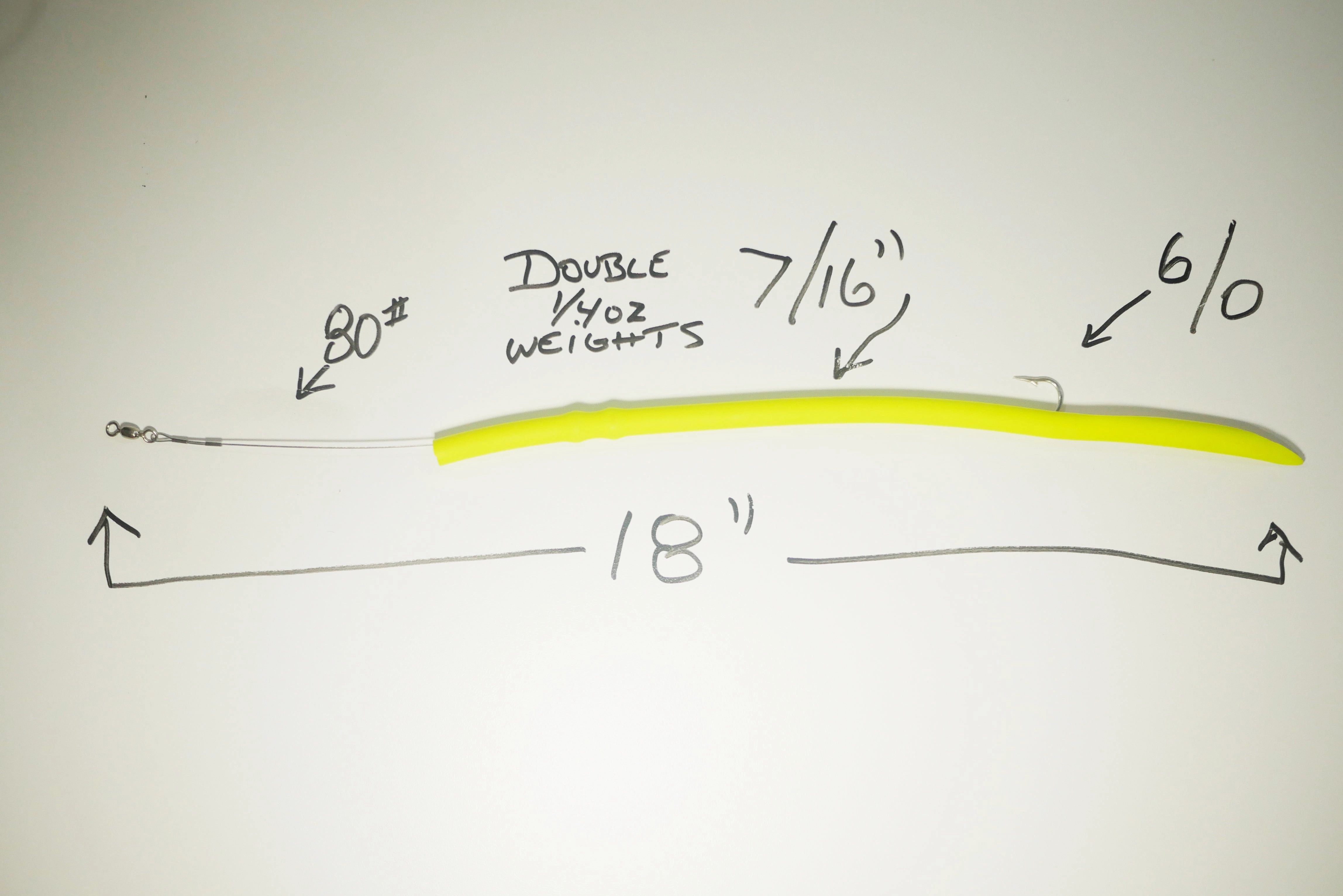 CHARTREUSE CLASSIC CUDA TUBES DOUBLE WEIGHTED J-HOOK - 2 or 5 Pack - FREE SHIPPING