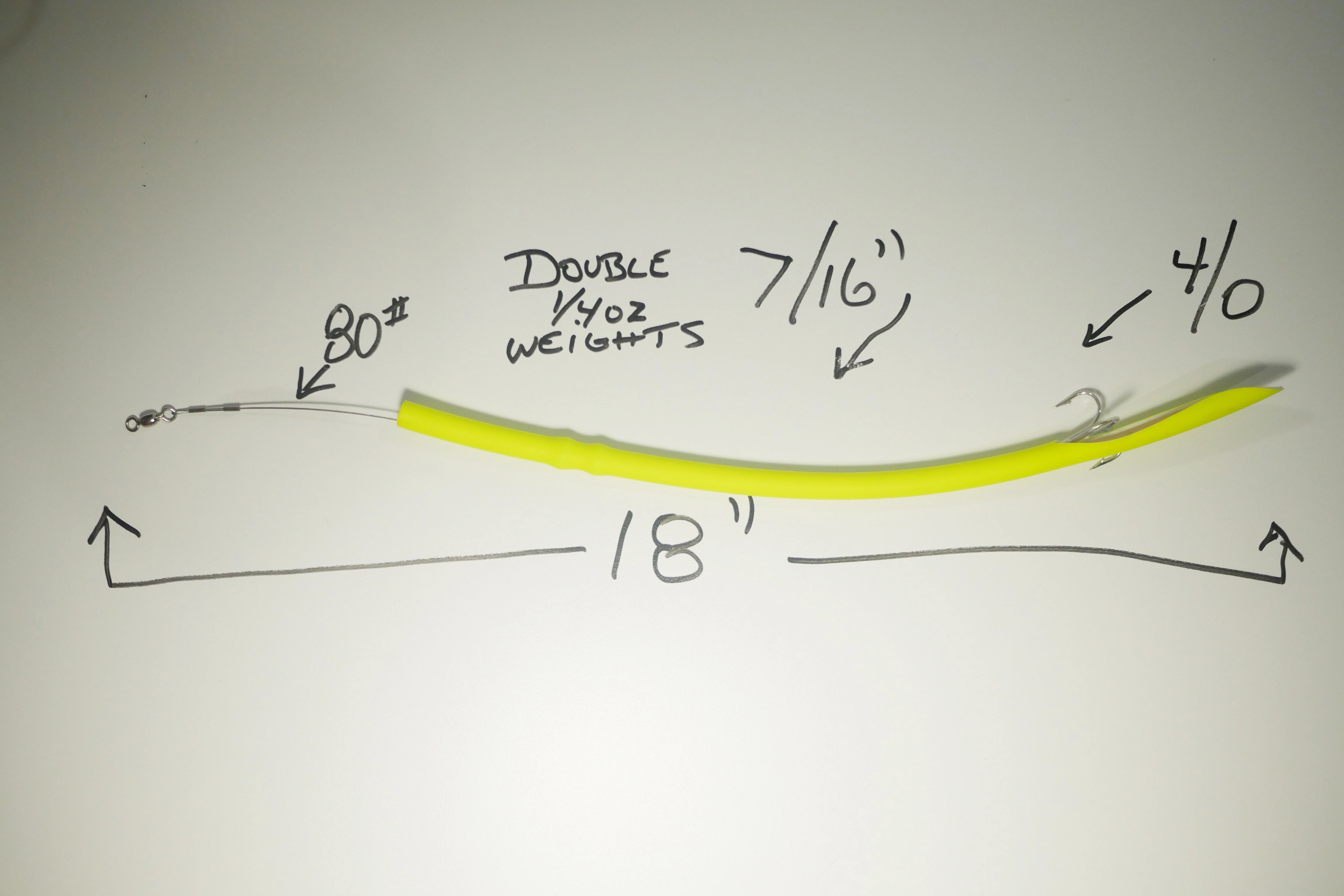CHARTREUSE CLASSIC CUDA TUBES DOUBLE WEIGHTED TREBLE HOOK - 2 or 5 Pack - FREE SHIPPING