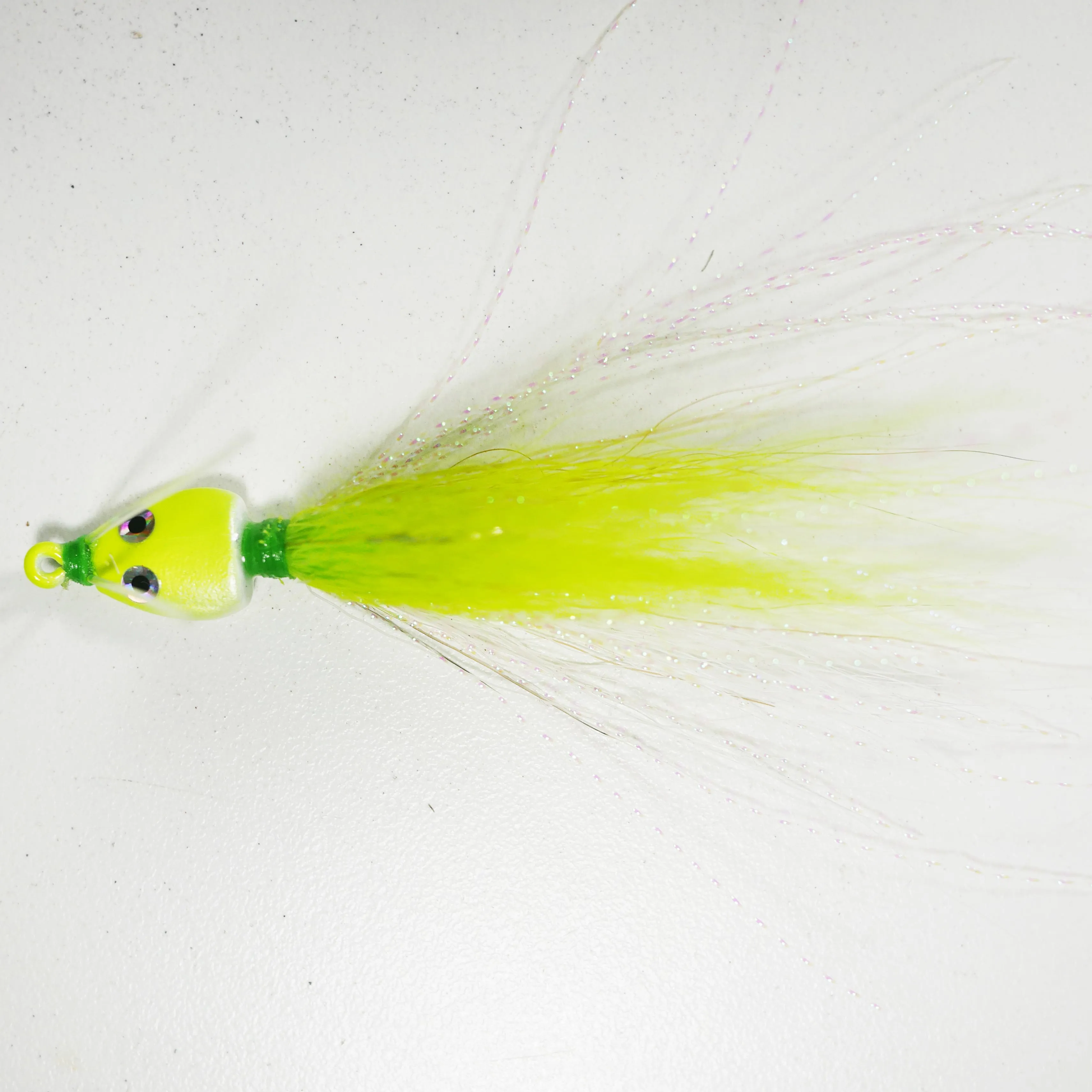 (CHARTREUSE/WHITE) BONEFISH BUCKTAIL (STRAIGHT) - 1/8 oz - 3, 5, or 10 pack.  FREE SHIPPING