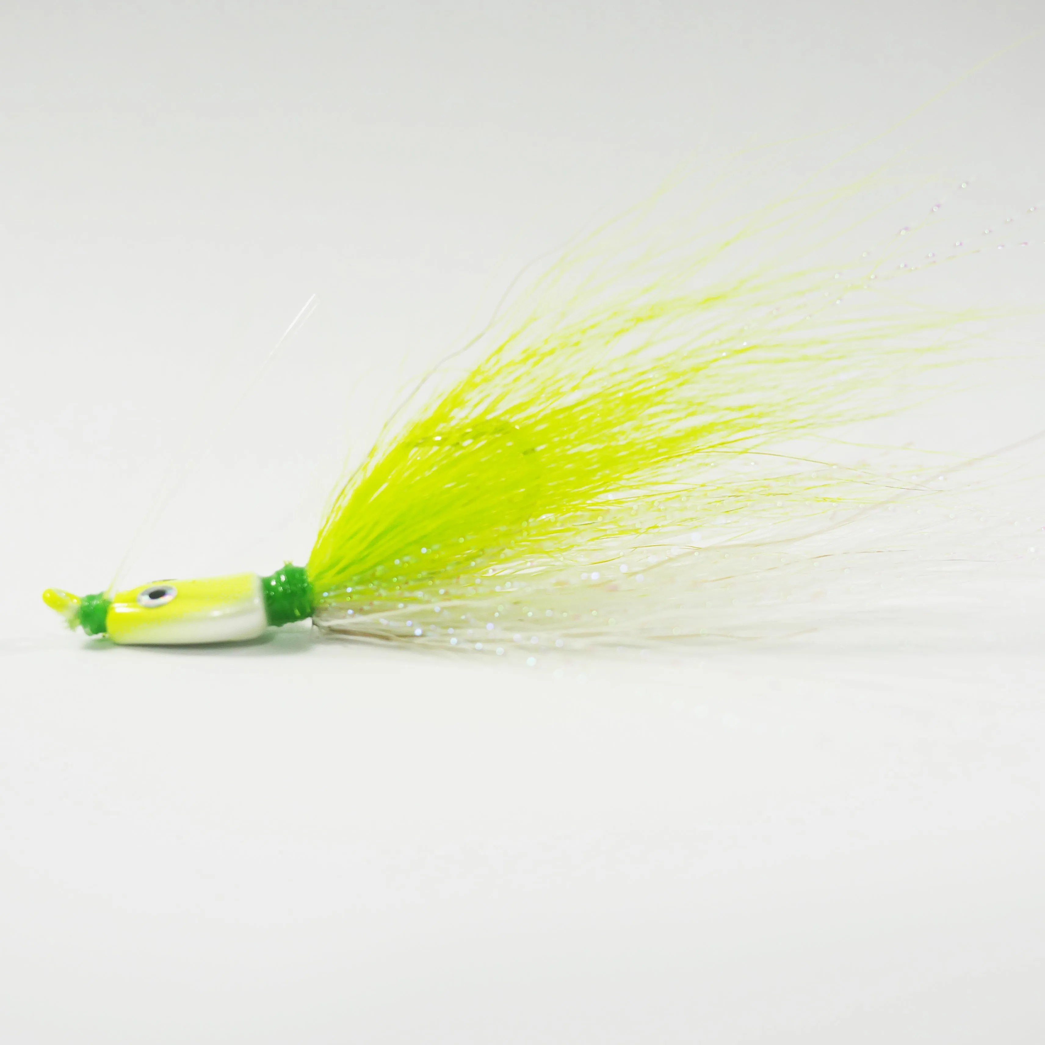 (CHARTREUSE/WHITE) BONEFISH BUCKTAIL (STRAIGHT) - 1/8 oz - 3, 5, or 10 pack.  FREE SHIPPING