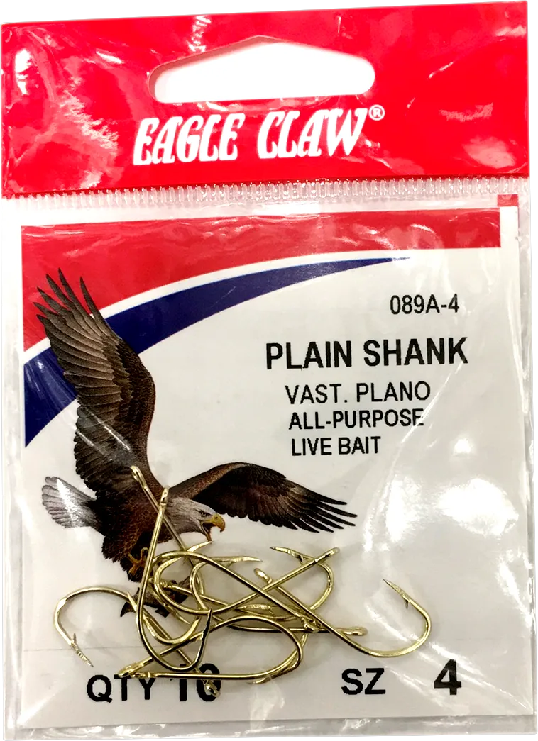 Eagle Claw 89A Plain Shank Gold Hook