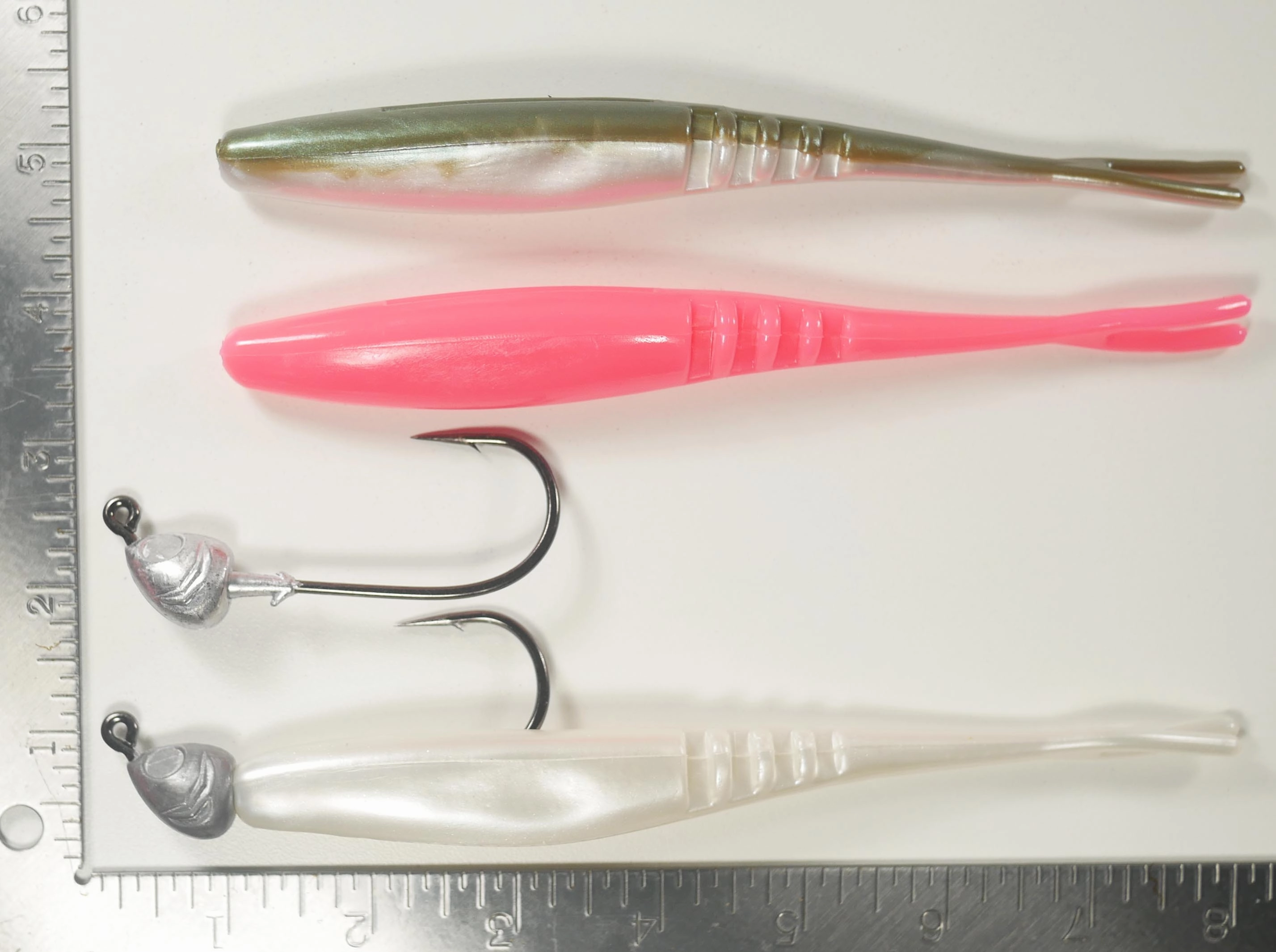 GREENBACK PILCHARD - JIGHEAD   7" Fluke Soft Plastic - (2 OR 5) 1, 1.5, OR 2 oz  (5 OR 10) Pack - FREE SHIPPING