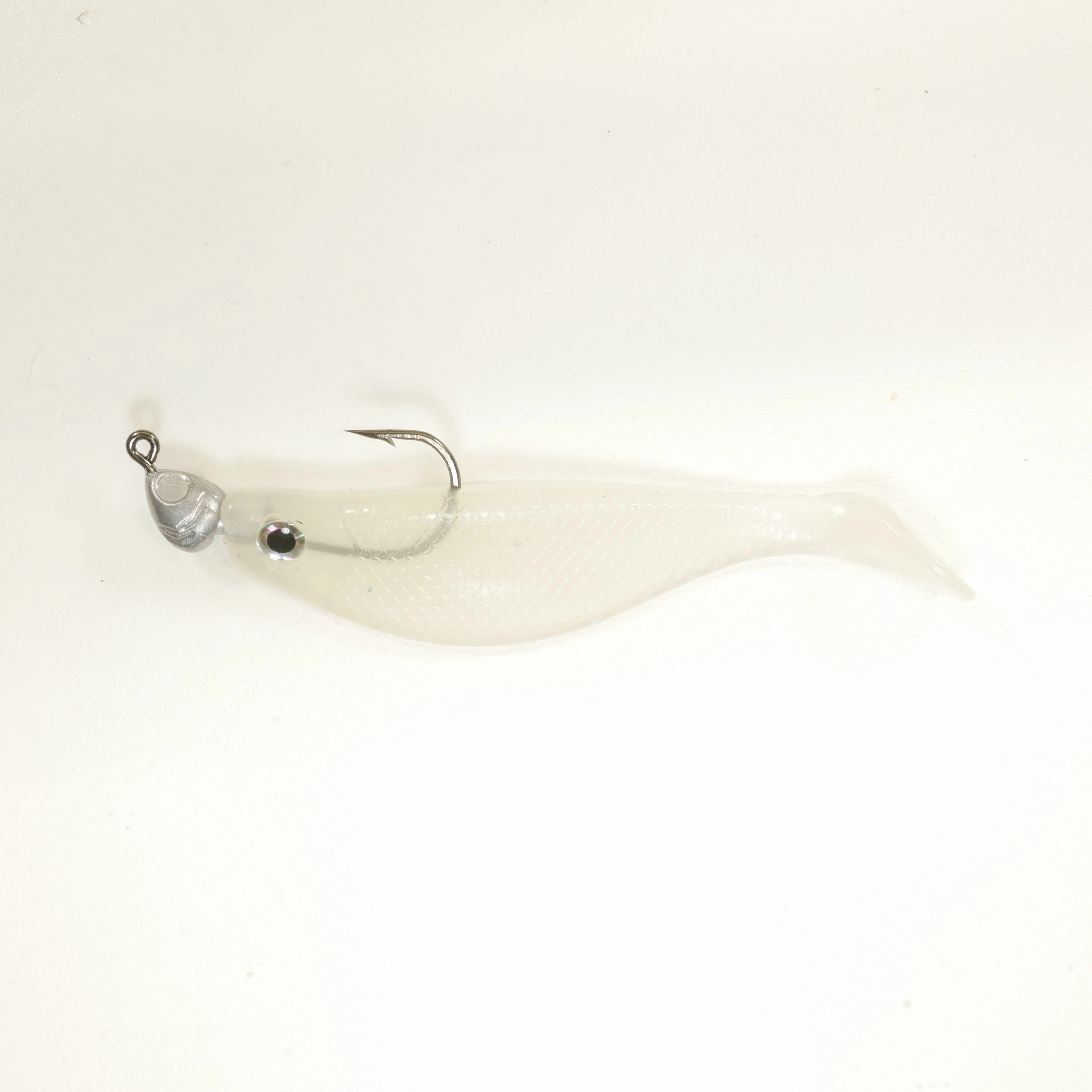 NEW (Glow) 4" Paddletail Soft Plastic (qty 20 or 40)   AATB Jighead (qty 5 or 10)   Eye Pack - COMBO PACK .  FREE SHIPPING.