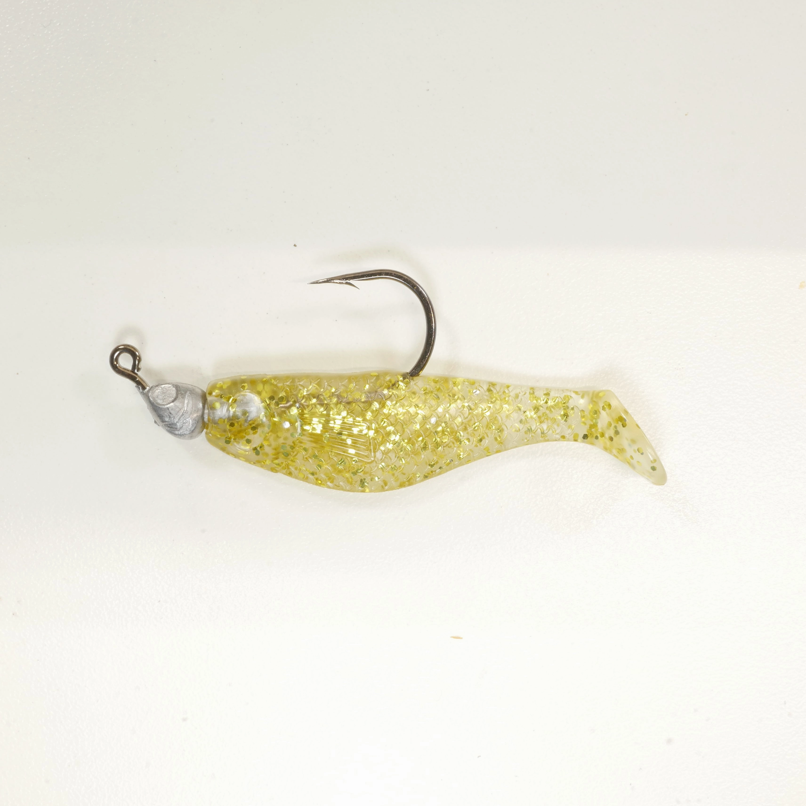 NEW (GOLD) 2 5/8" Paddletail Soft Plastic (qty 20 or 40)   AATB Jighead (qty 5 or 10) JIGHEAD COMBO PACK.  FREE SHIPPING.