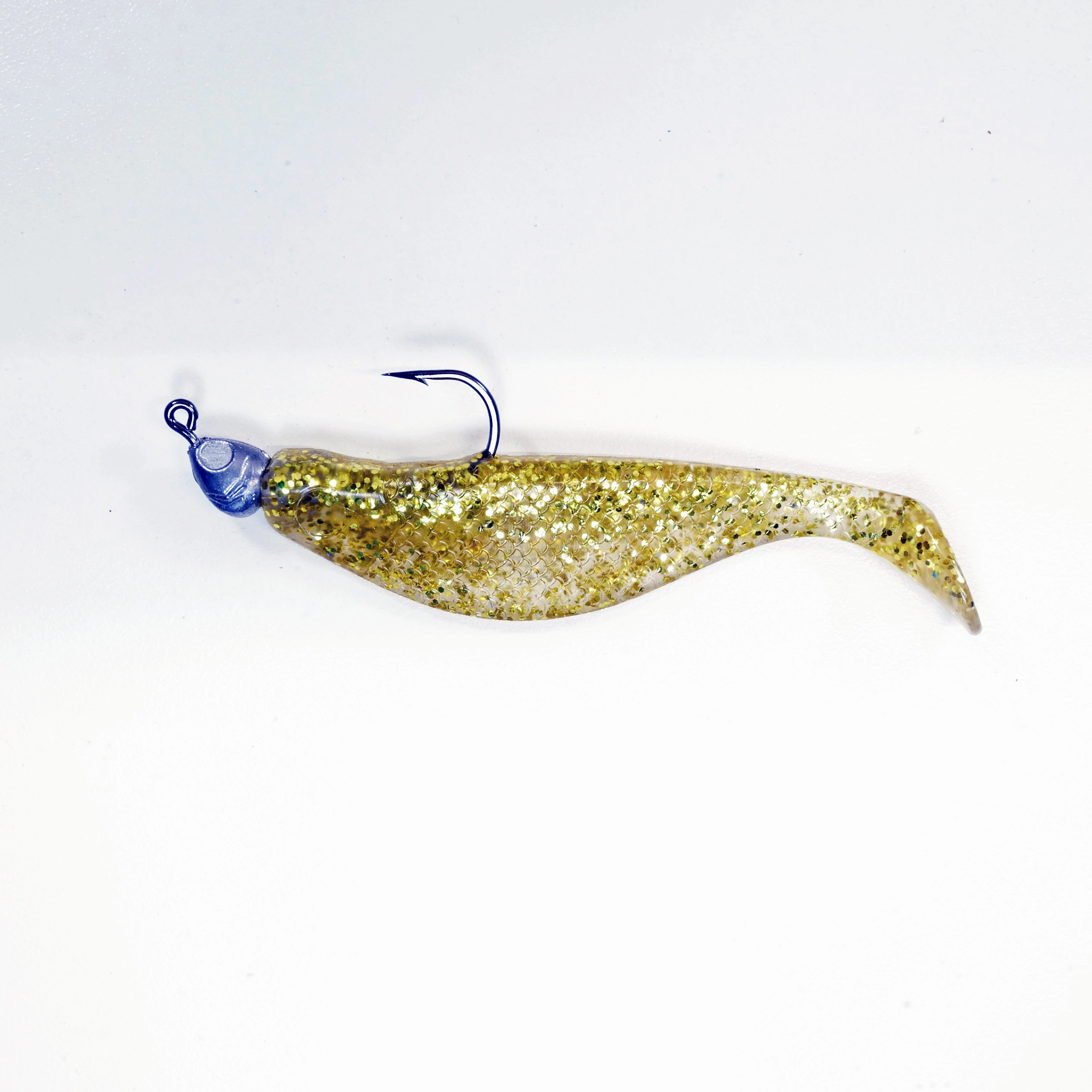 NEW (GOLD) 4" Paddletail Soft Plastic (qty 20 or 40)   AATB Jighead (qty 5 or 10) JIGHEAD COMBO PACK.  FREE SHIPPING.