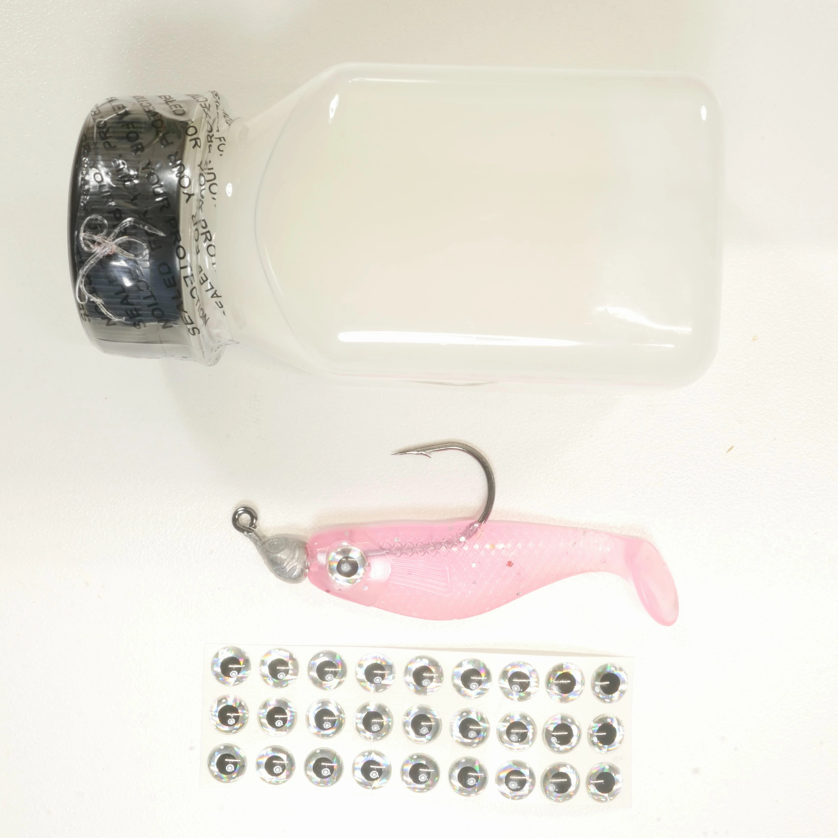 NEW (PINK) 2 5/8" Paddletail Soft Plastic (qty 20 or 40)   AATB Jighead (qty 5 or 10)   Eye Pack   Eye Dip - COMBO PACK .  FREE SHIPPING.