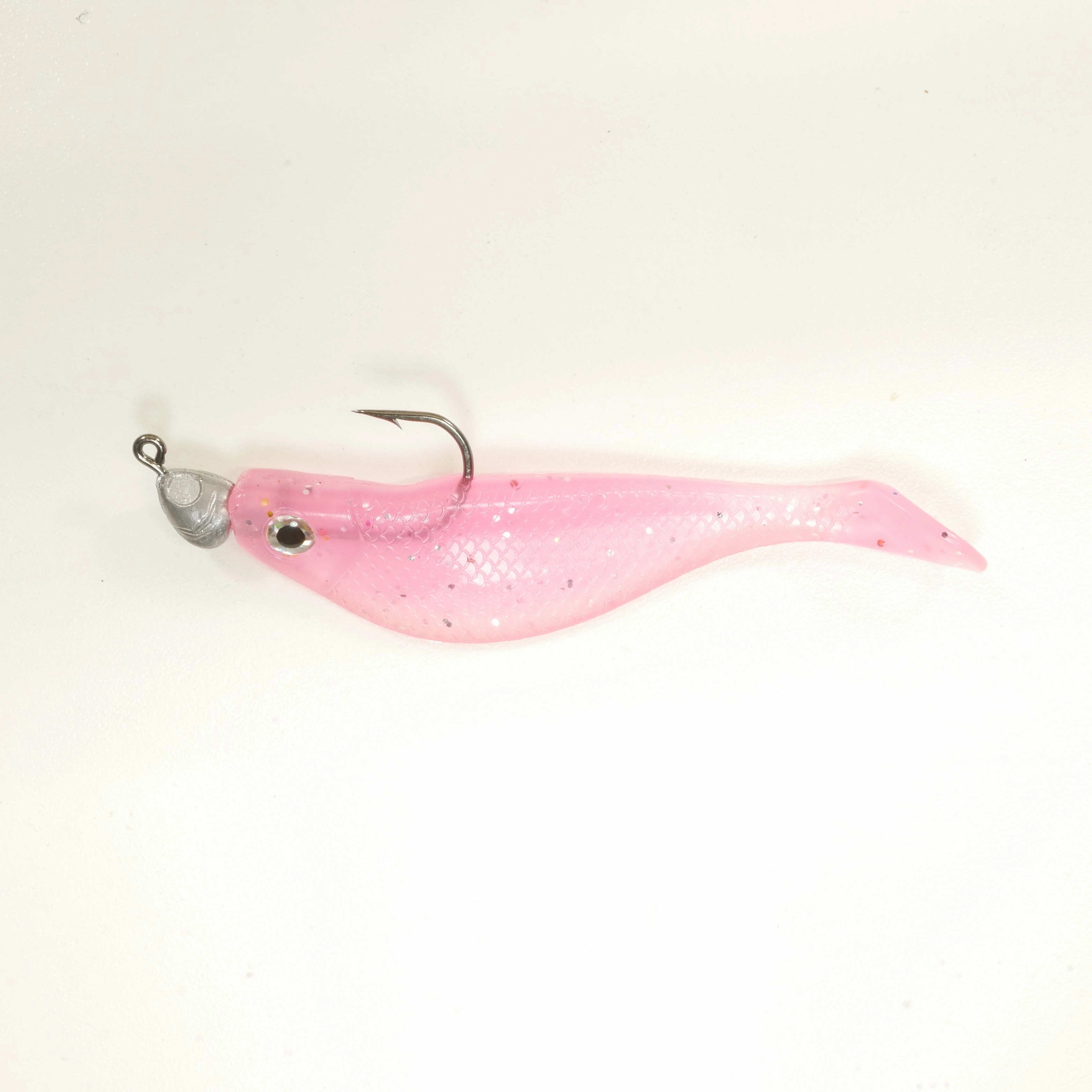 NEW (Pink) 4" Paddletail Soft Plastic (qty 20 or 40)   AATB Jighead (qty 5 or 10)   Eye Pack - COMBO PACK .  FREE SHIPPING.
