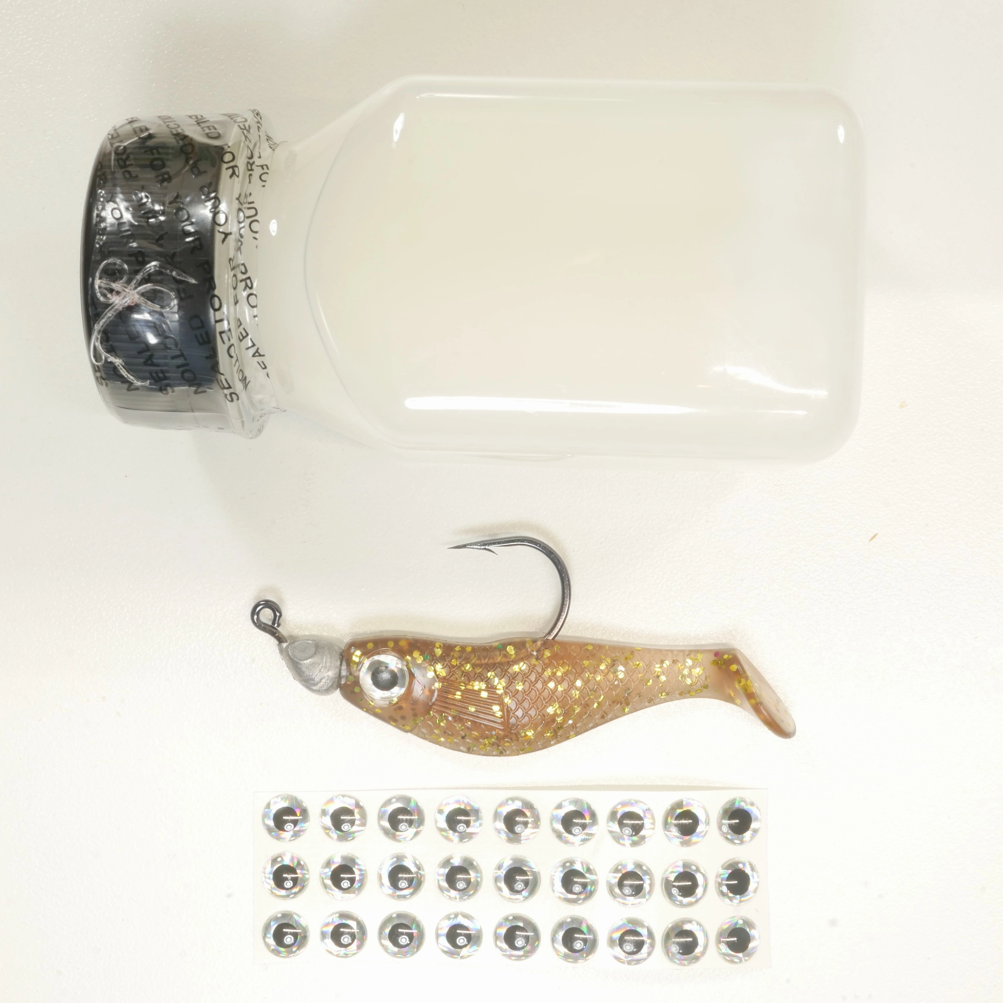 NEW (ROOTBEER) 2 5/8" Paddletail Soft Plastic (qty 20 or 40)   AATB Jighead (qty 5 or 10)   Eye Pack   Eye Dip - COMBO PACK .  FREE SHIPPING.