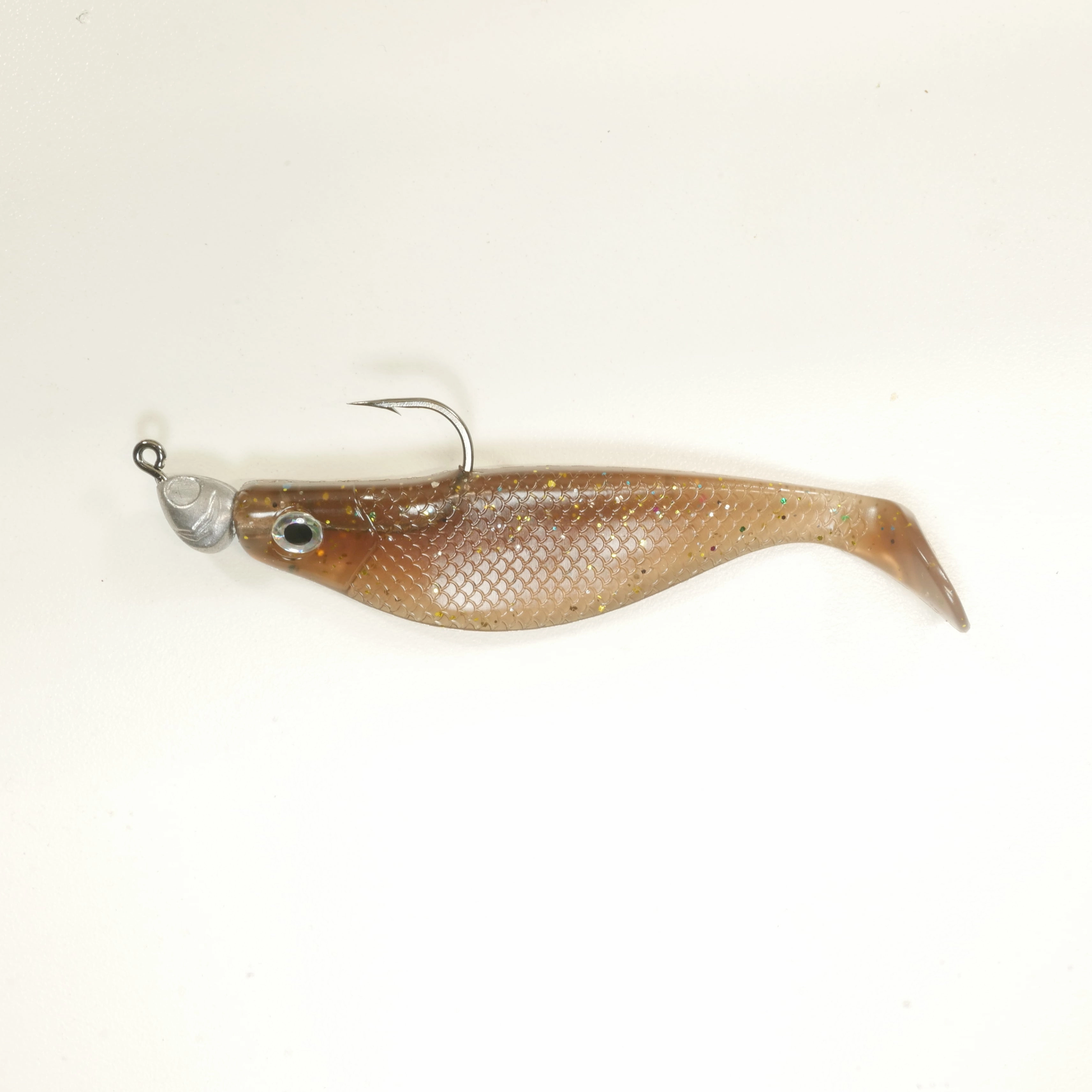 NEW (ROOTBEER) 4" Paddletail Soft Plastic (qty 20 or 40)   AATB Jighead (qty 5 or 10)   Eye Pack - COMBO PACK .  FREE SHIPPING.