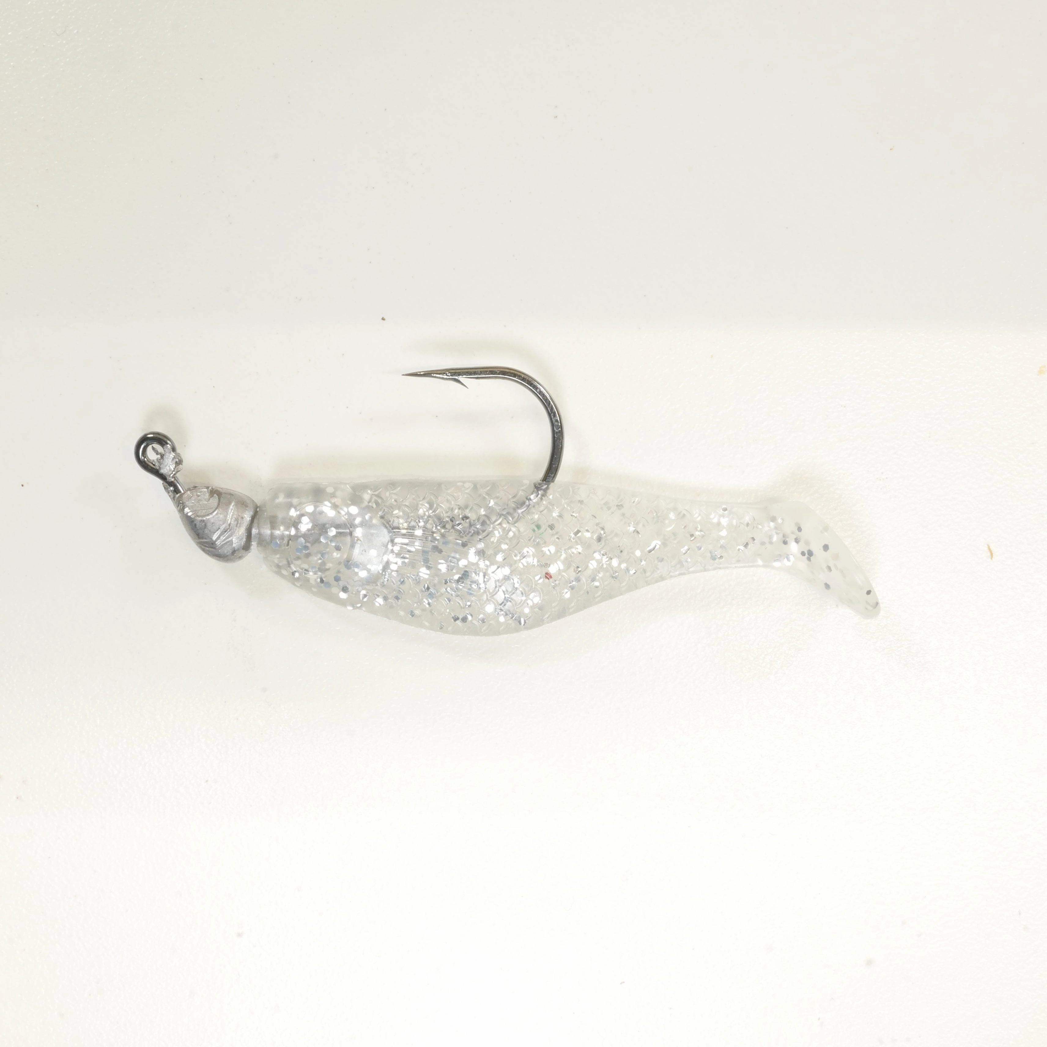 NEW (SILVER) 2 5/8" Paddletail Soft Plastic (qty 20 or 40)   AATB Jighead (qty 5 or 10) JIGHEAD COMBO PACK.  FREE SHIPPING.