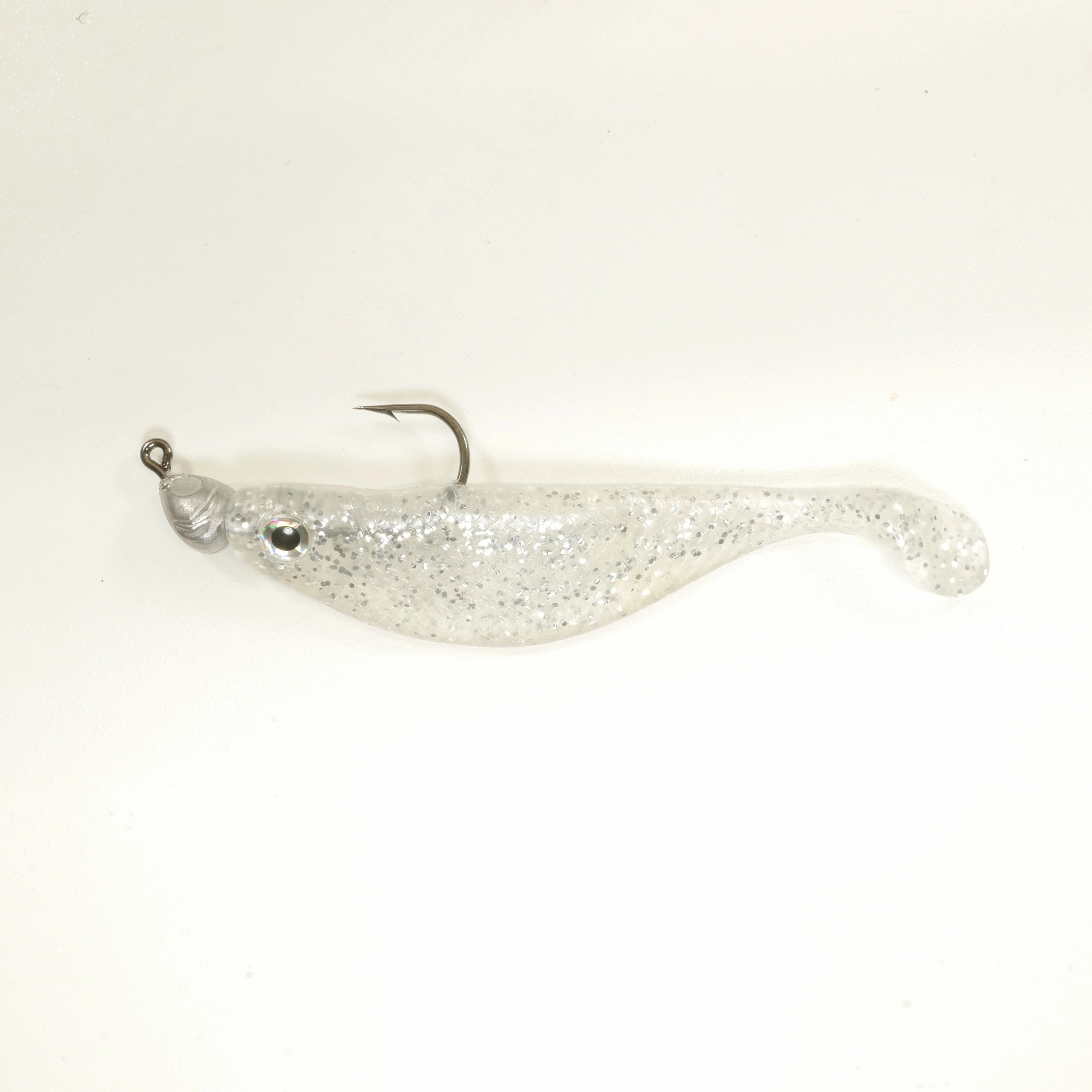 NEW (Silver) 4" Paddletail Soft Plastic (qty 20 or 40)   AATB Jighead (qty 5 or 10)   Eye Pack - COMBO PACK .  FREE SHIPPING.