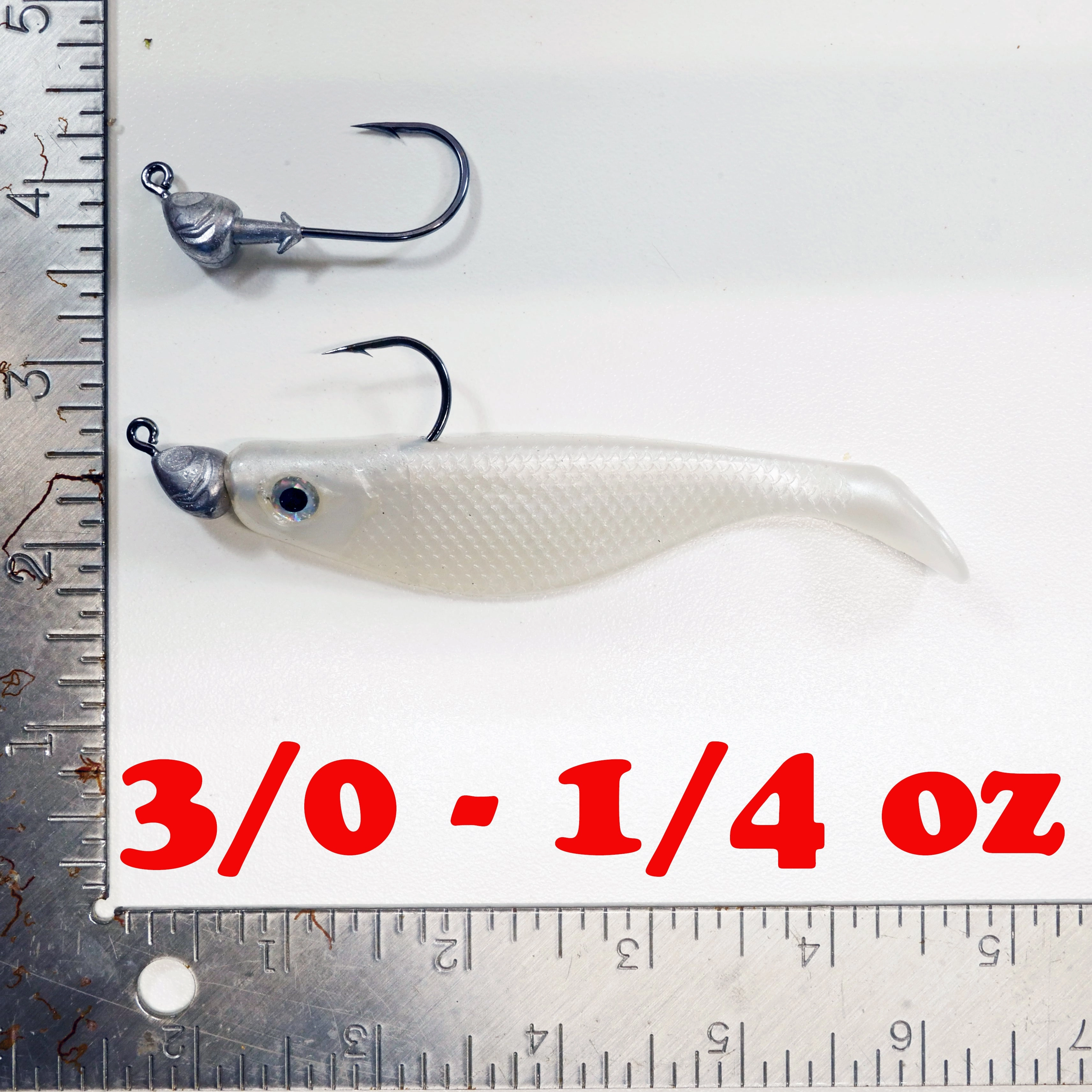 NEW (Silver) 4" Paddletail Soft Plastic (qty 20 or 40)   AATB Jighead (qty 5 or 10)   Eye Pack - COMBO PACK .  FREE SHIPPING.