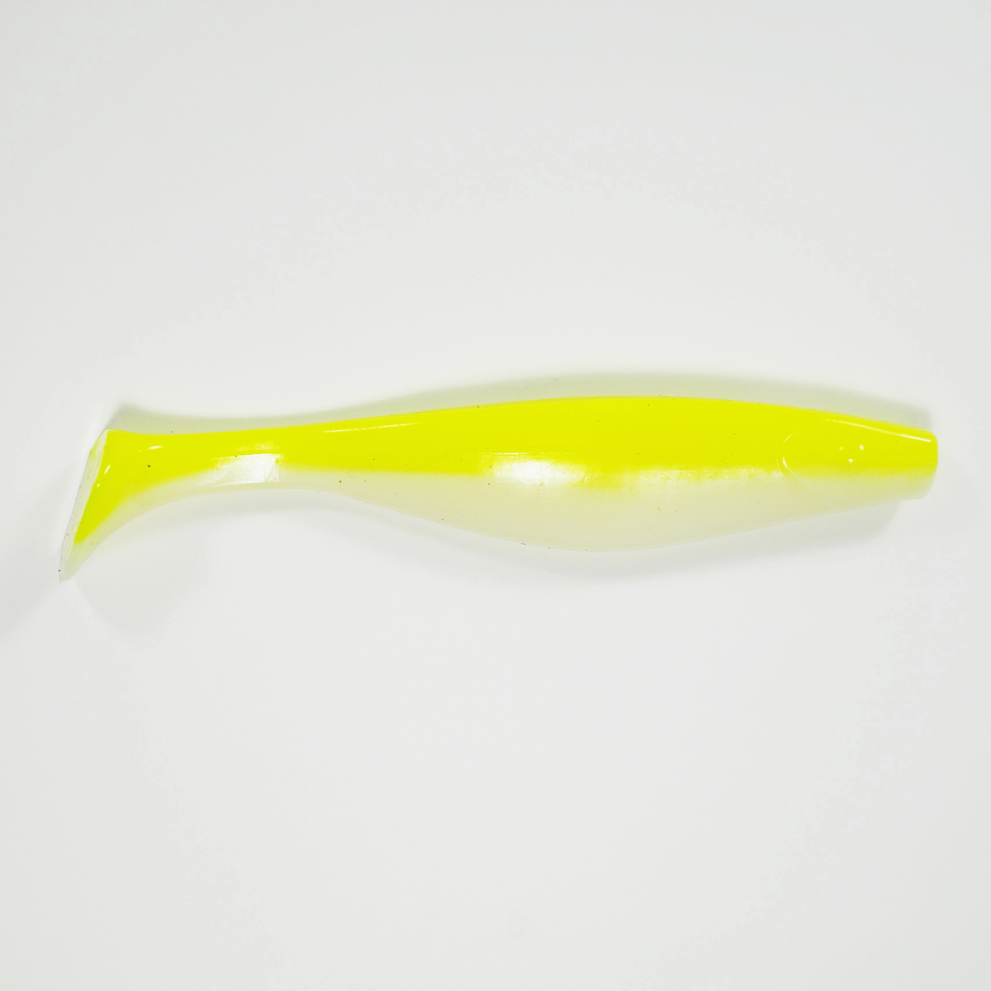 Paddletail Soft Plastic Finger Mullet - PEARL w/ CHARTREUSE v2 - 10 or 20 pack.  FREE SHIPPING.